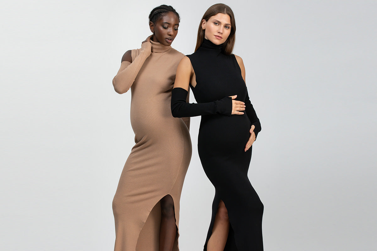 slim fit dress slacks Long Sleeve Rib Knit Mini Dress main image 1