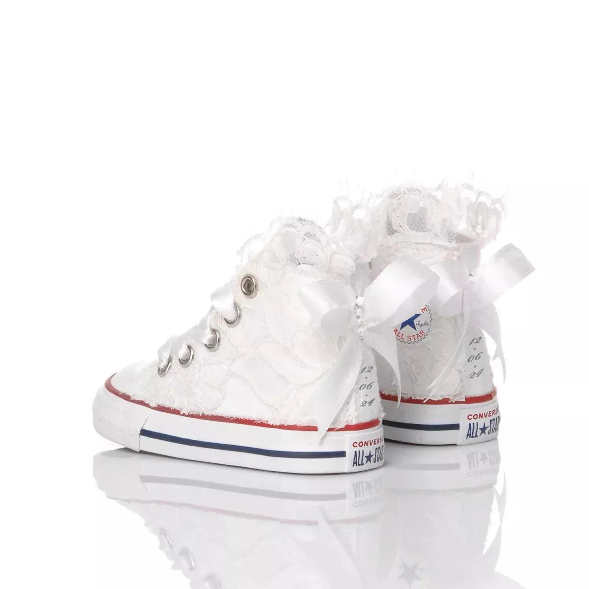 Scarpe neonato bianche in pizzo con fiocco, accessorio scarpe premaman eleganti