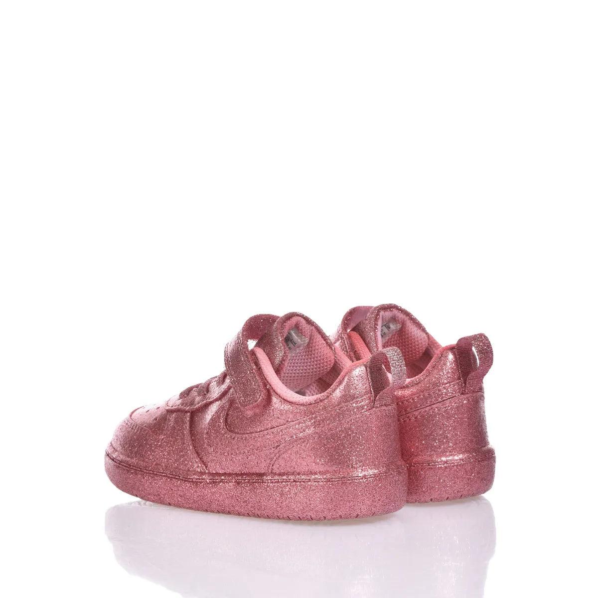 Scarpe da neonato rosa glitterate con strappo, moda bimbi elegante