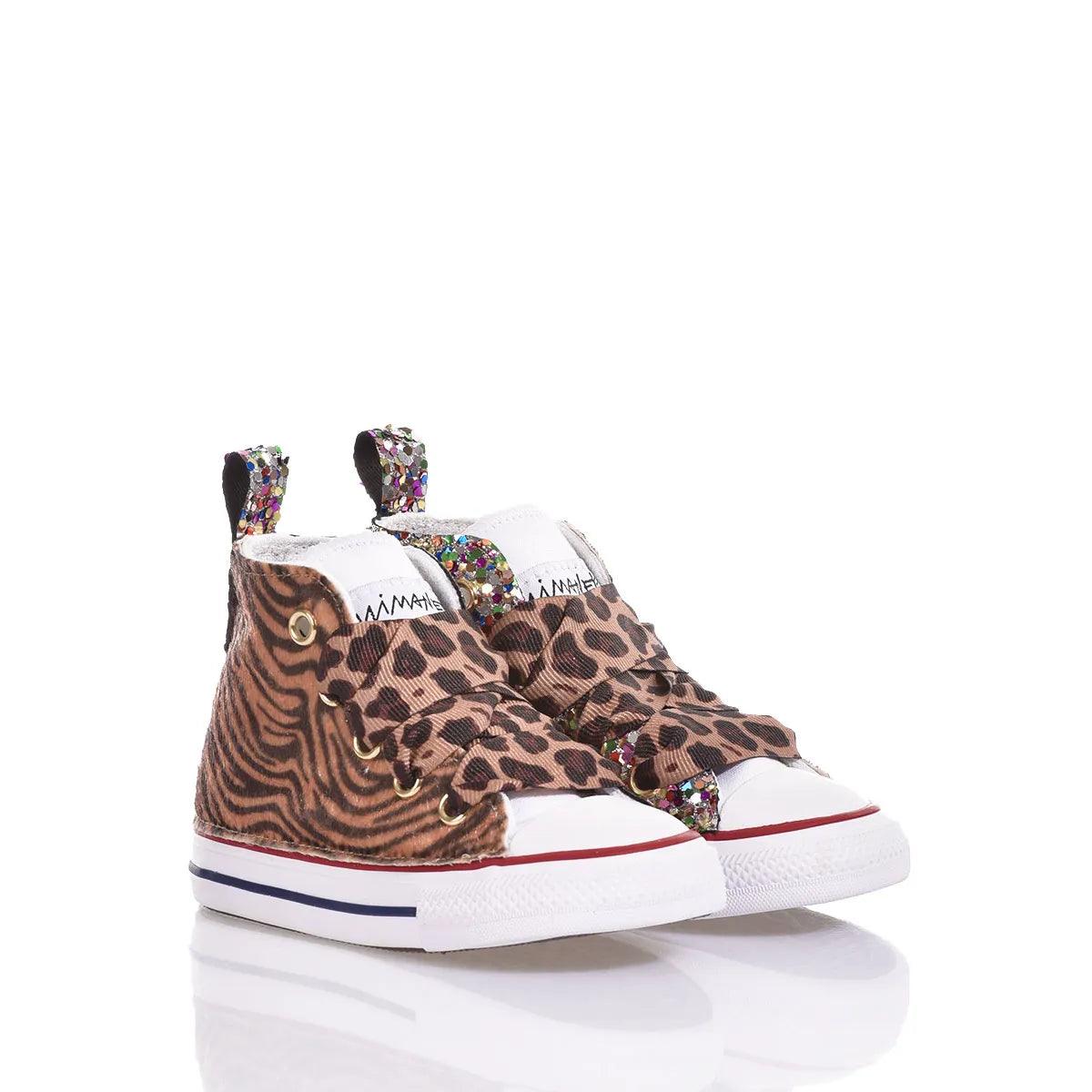 Sneakers animalier con glitter, scarpe moda premaman comode e trendy