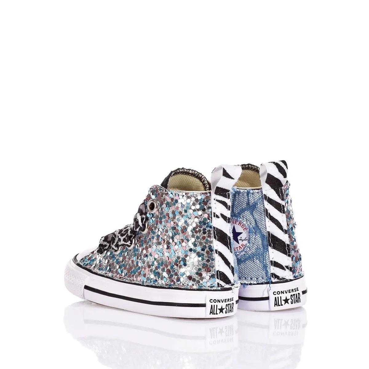 Scarpe Converse glitterate e animalier per bambini, ideali per abbigliamento premaman trendy