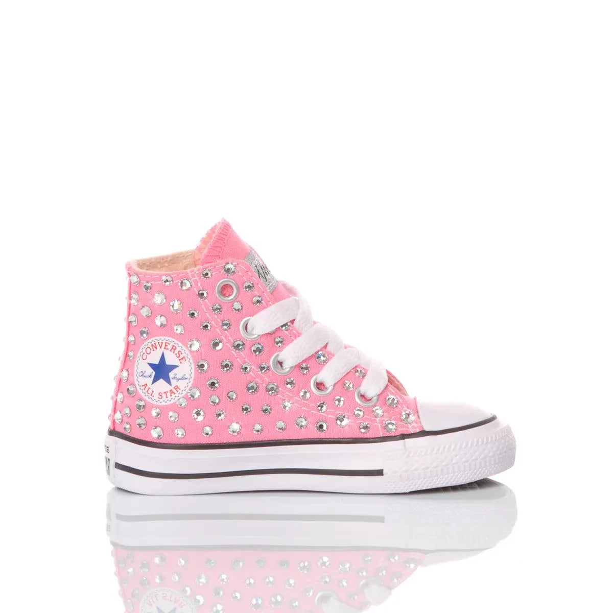 Sneaker rosa decorata con strass per bambina, ideale per abbigliamento premaman