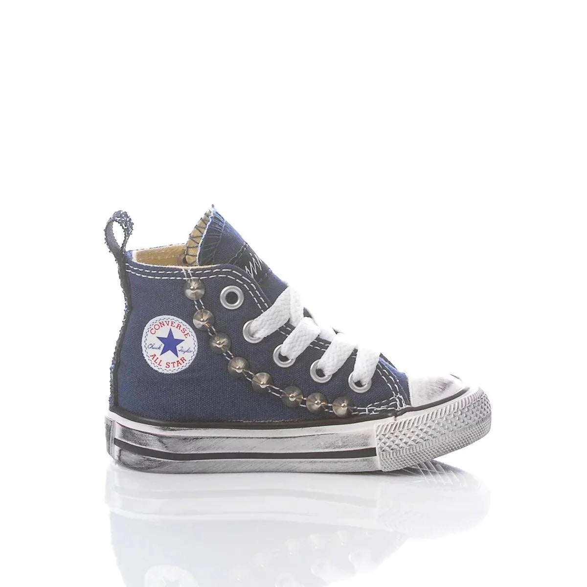 Scarpa neonato blu alta, accessorio moda bimbo, stile per abbigliamento premaman