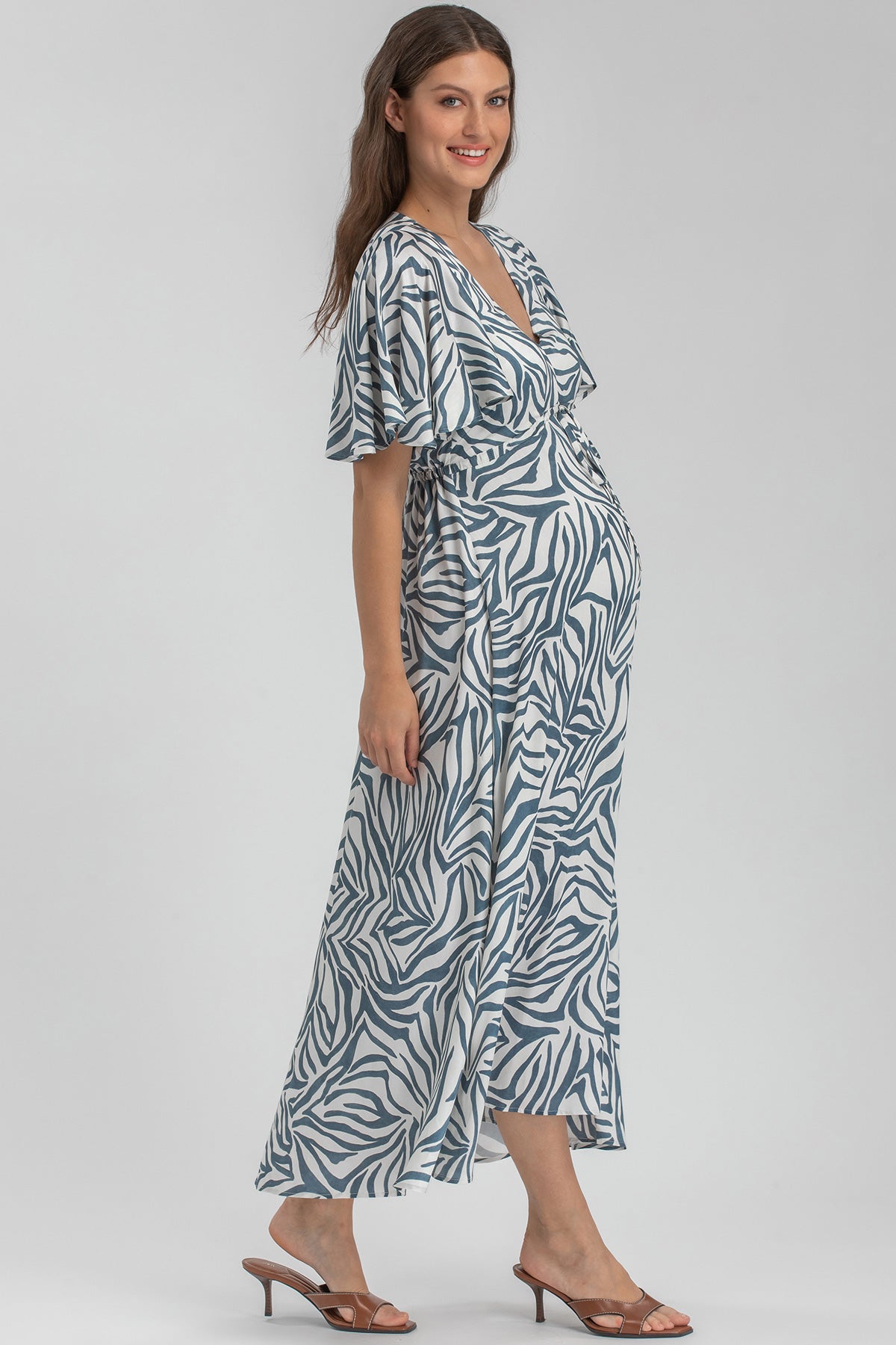 VALENTINA QA67 | Printed Maternity Maxi Dress