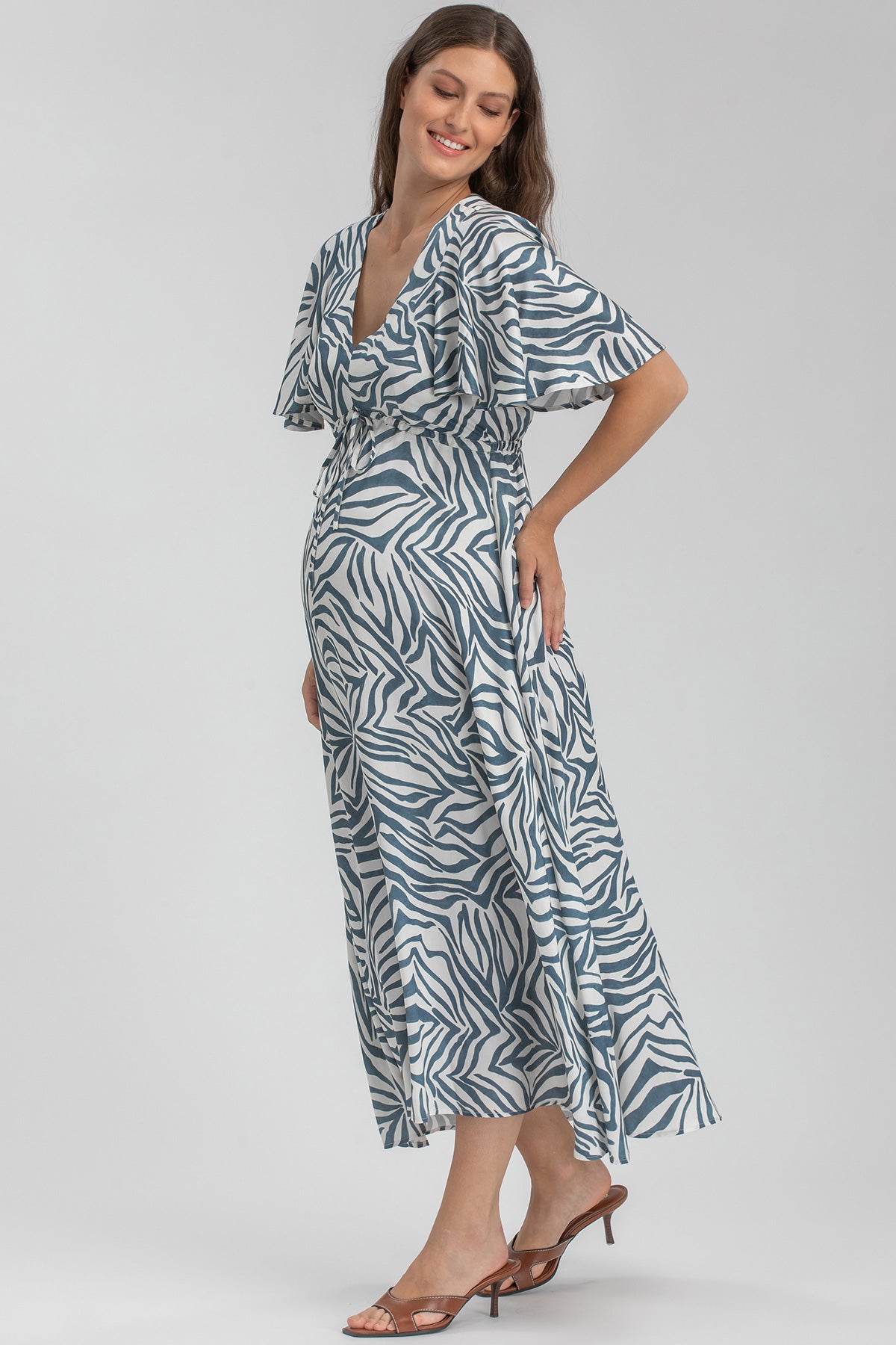 VALENTINA QA67 | Printed Maternity Maxi Dress