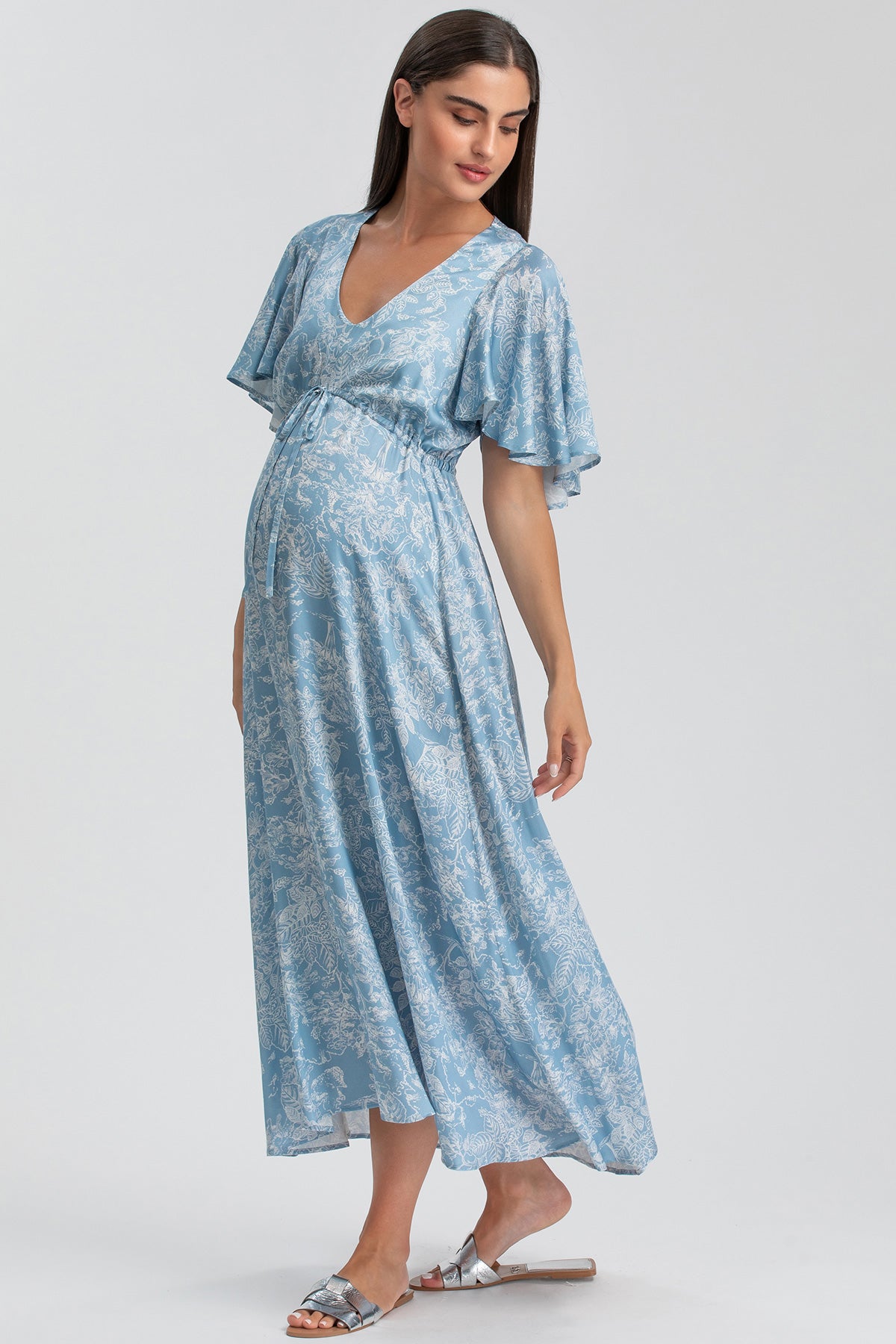 VALENTINA QD31 | Printed Maternity Maxi Dress