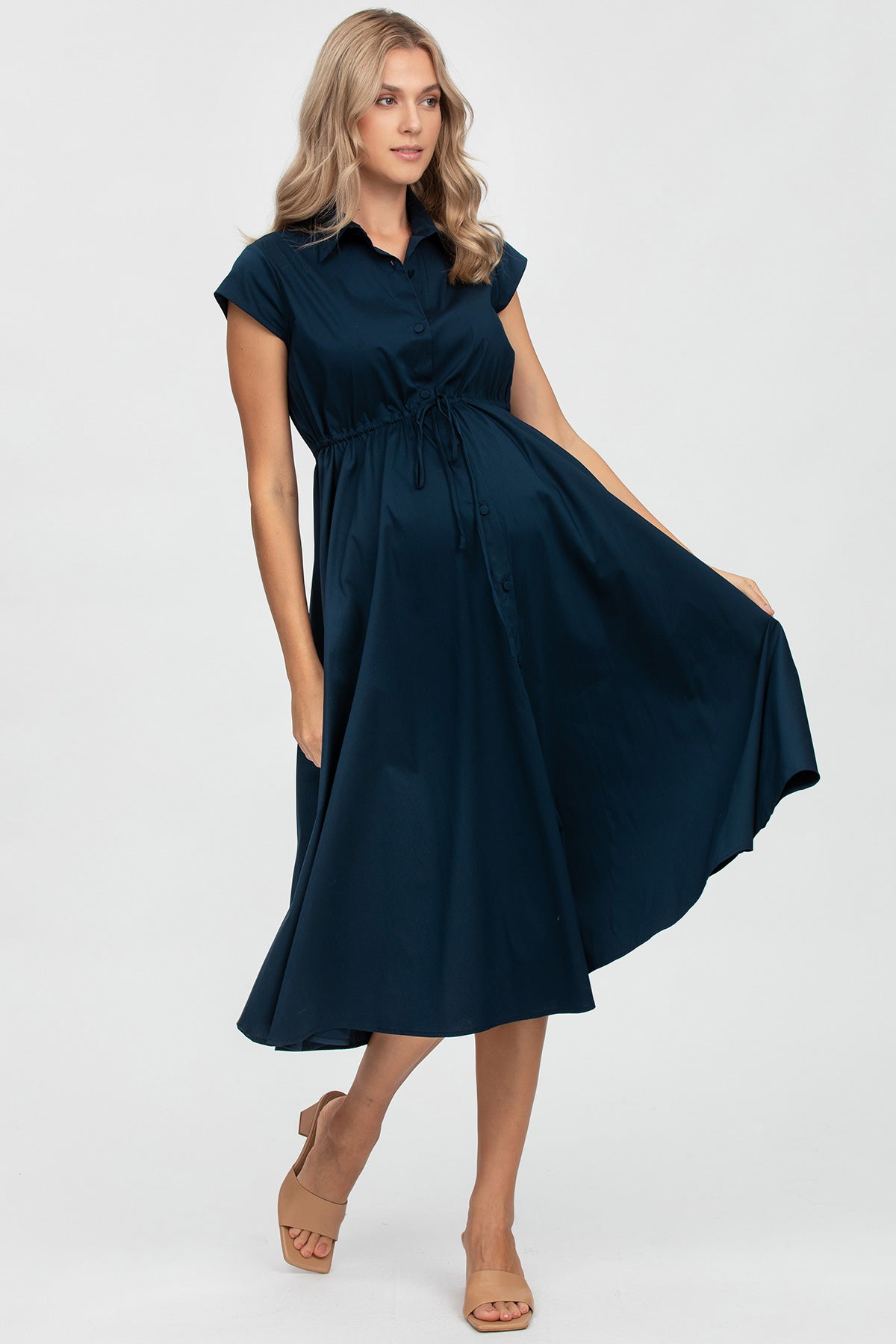 CELESTE | Abito Premaman in Cotone Blu Scuro