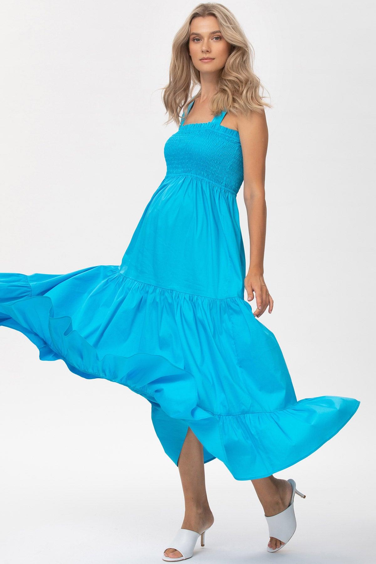 HOLLY | Abito Premaman Lungo in Cotone Blu - Pietro Brunelli