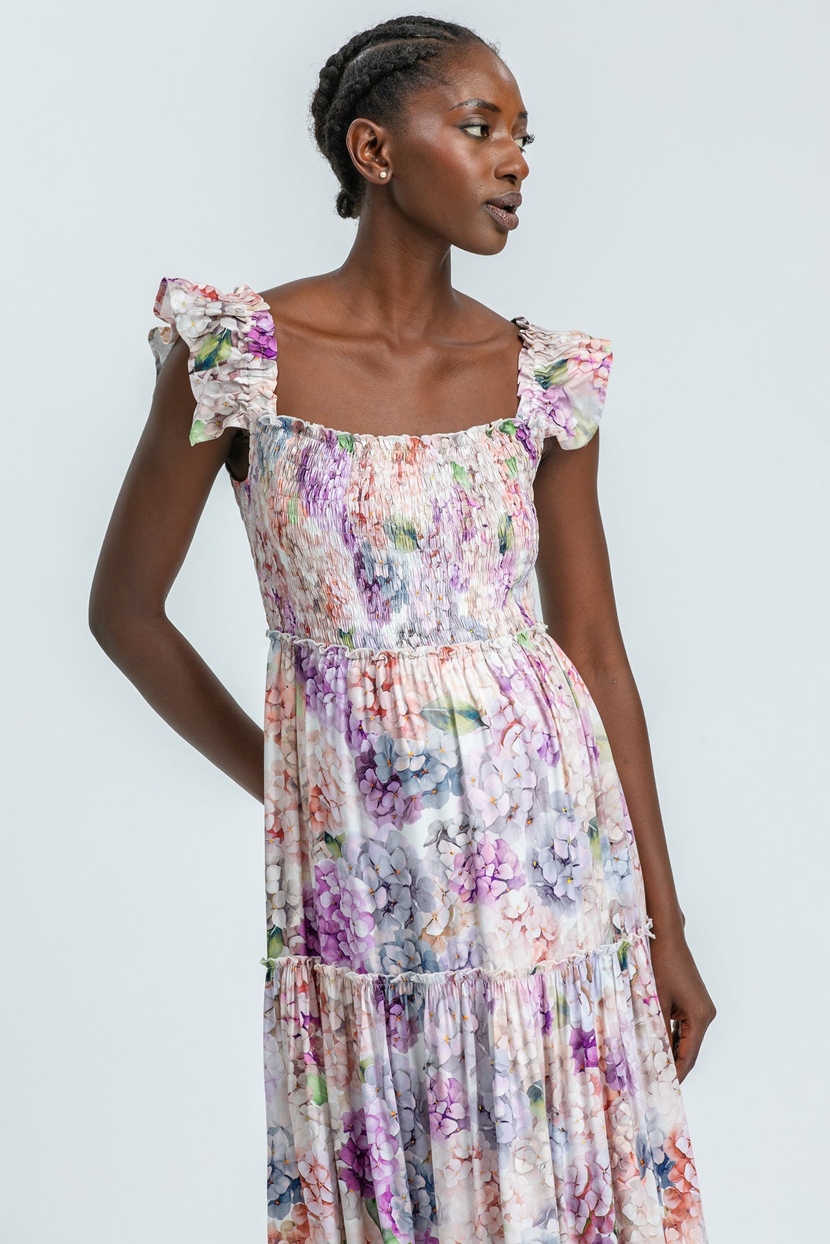 CHLOÉ Q183 | Maxi Maternity Dress with Floral Prints