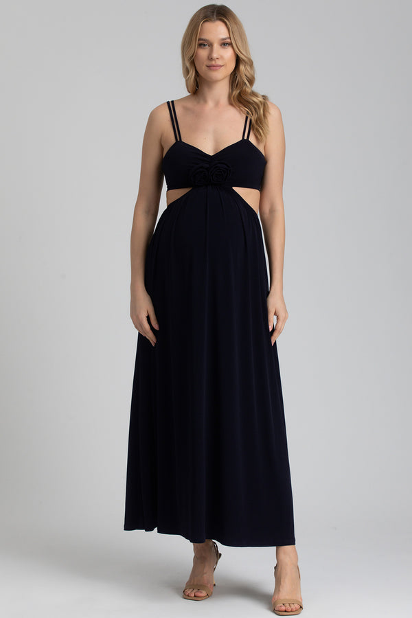 SELENA | Navy Blue Maternity Evening Dress with Cut-Out