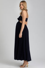 SELENA | Navy Blue Cut-out Maternity Evening Dress 