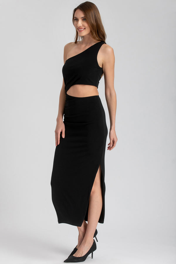 ZENDAYA | Black One-Shoulder Dress with Cut-Out Detail