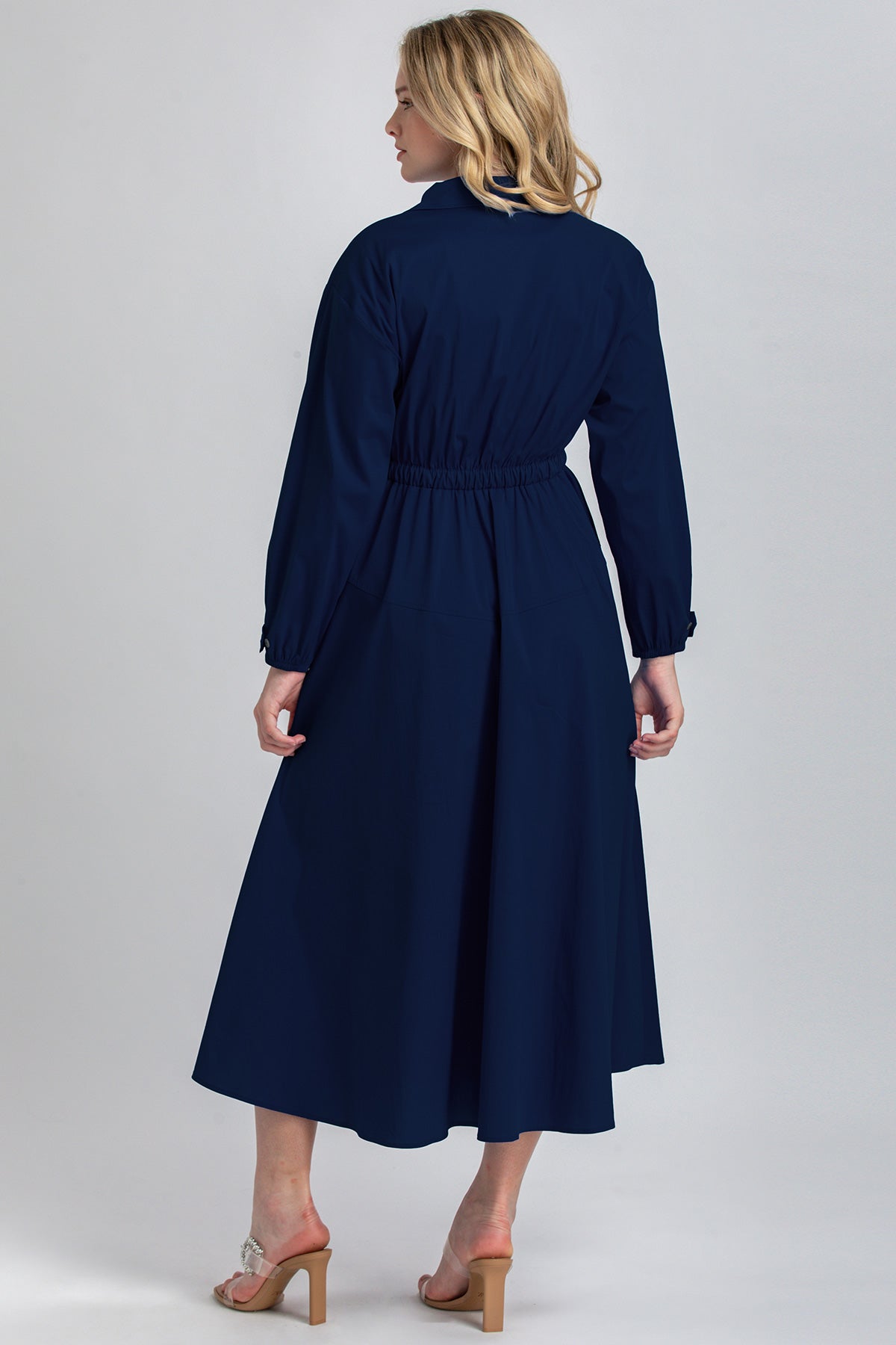 ALTHEA | Navy Blue Maxi Shirt Dress
