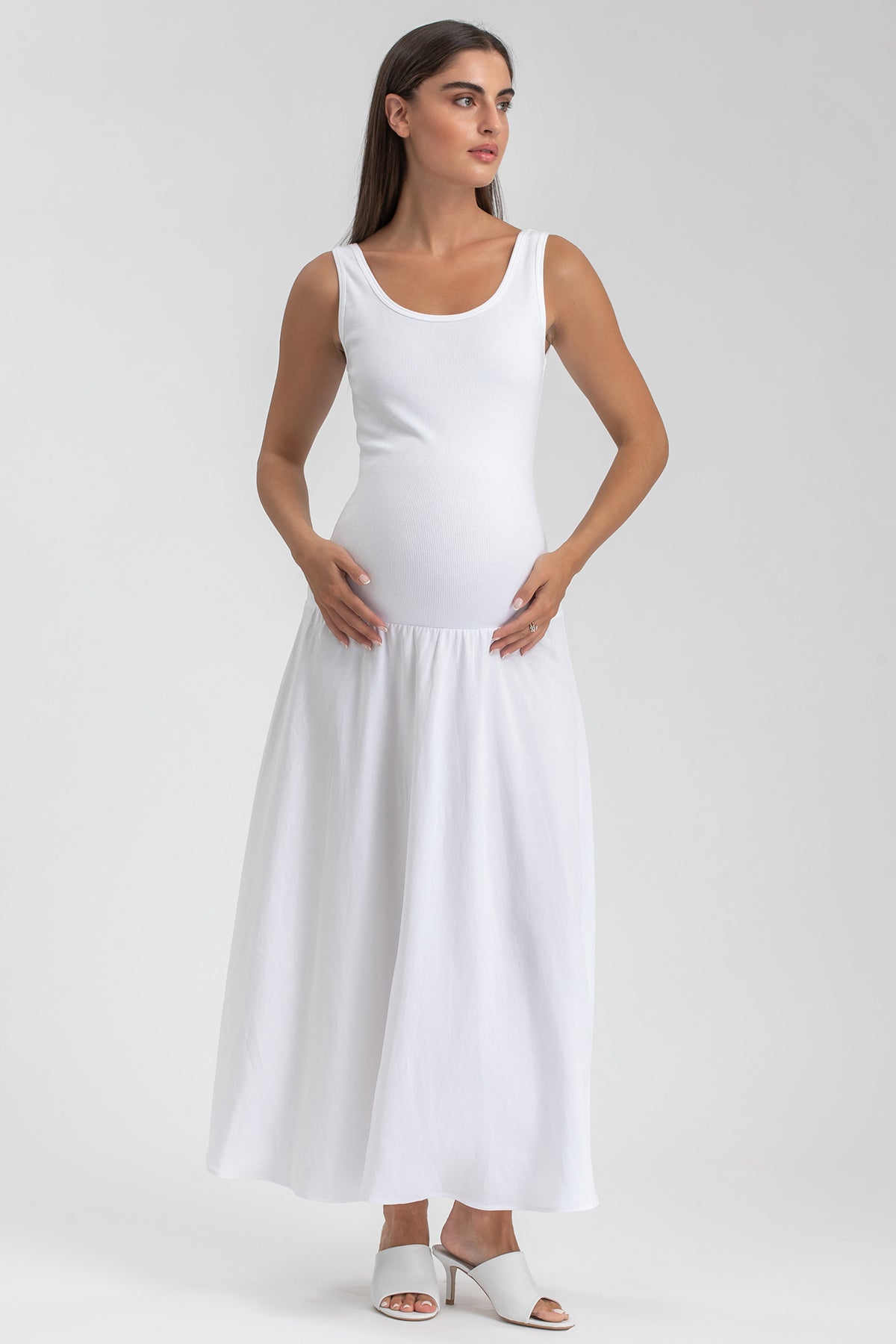 TIANA | Black Sleeveless Maternity Dress in Soft Bamboo Jersey