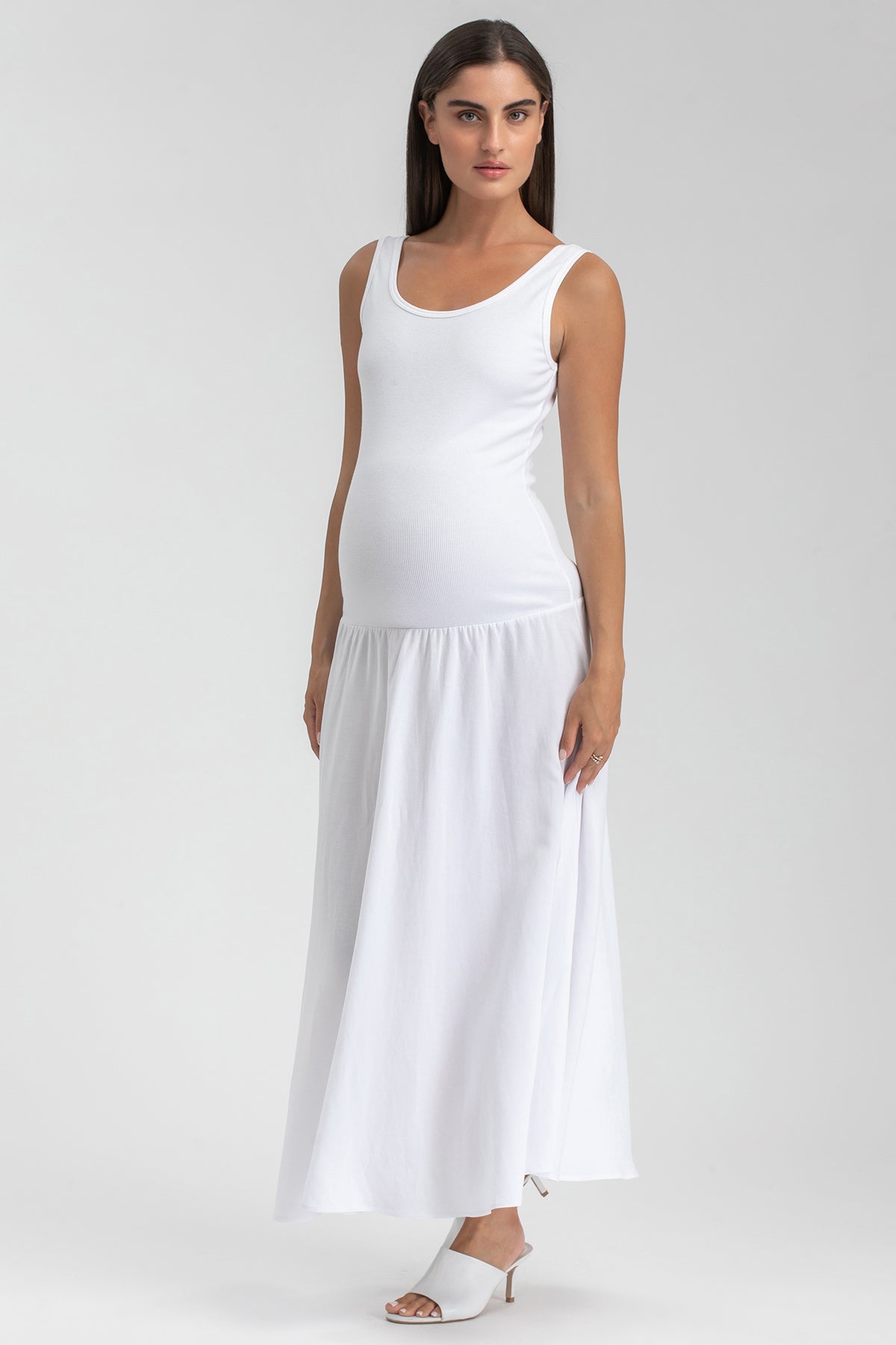 TIANA | Black Sleeveless Maternity Dress in Soft Bamboo Jersey