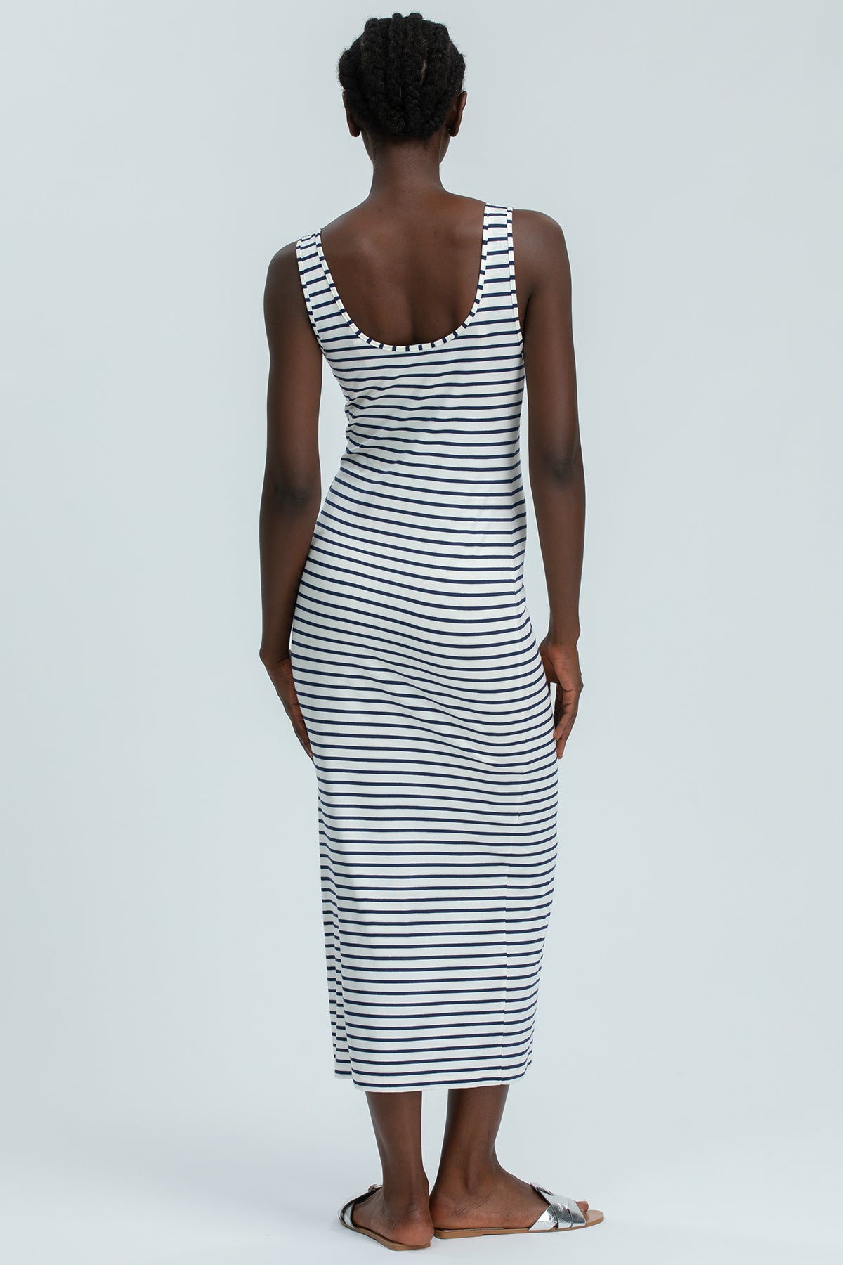 FORMENTERA | Blue Striped Fitted Maternity Dress in Jersey