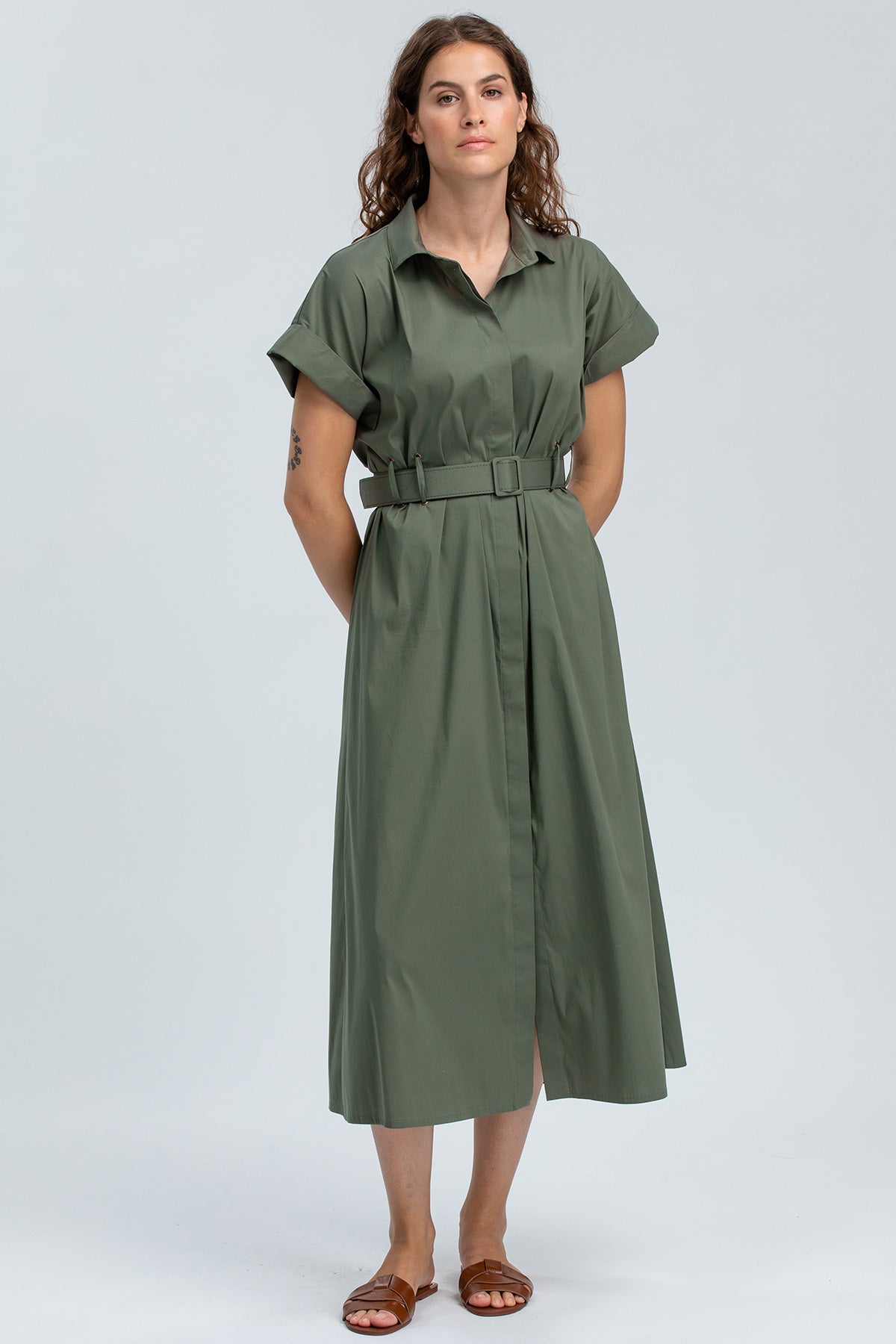 ASIA | Green Midi Dress in Cotton