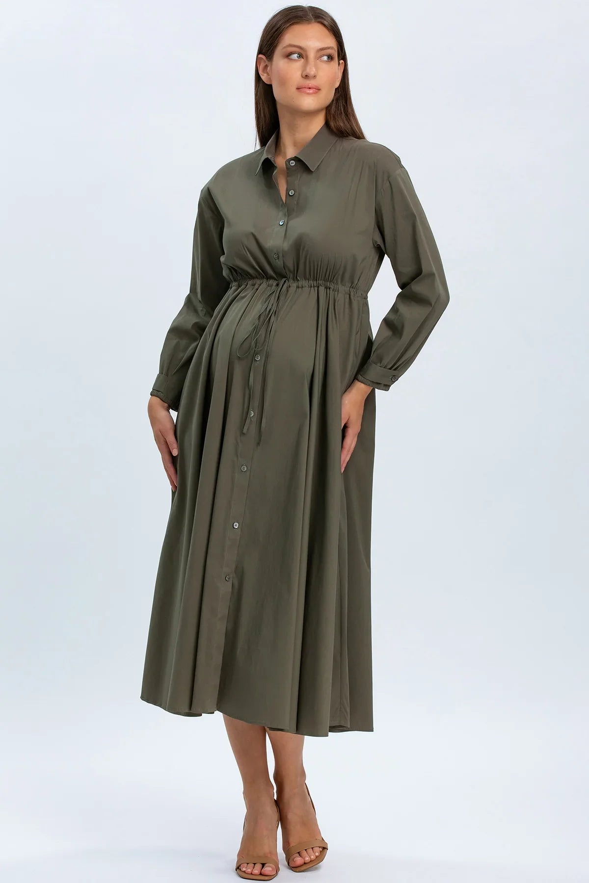 ALTHEA | Abito Camicia Premaman Verde