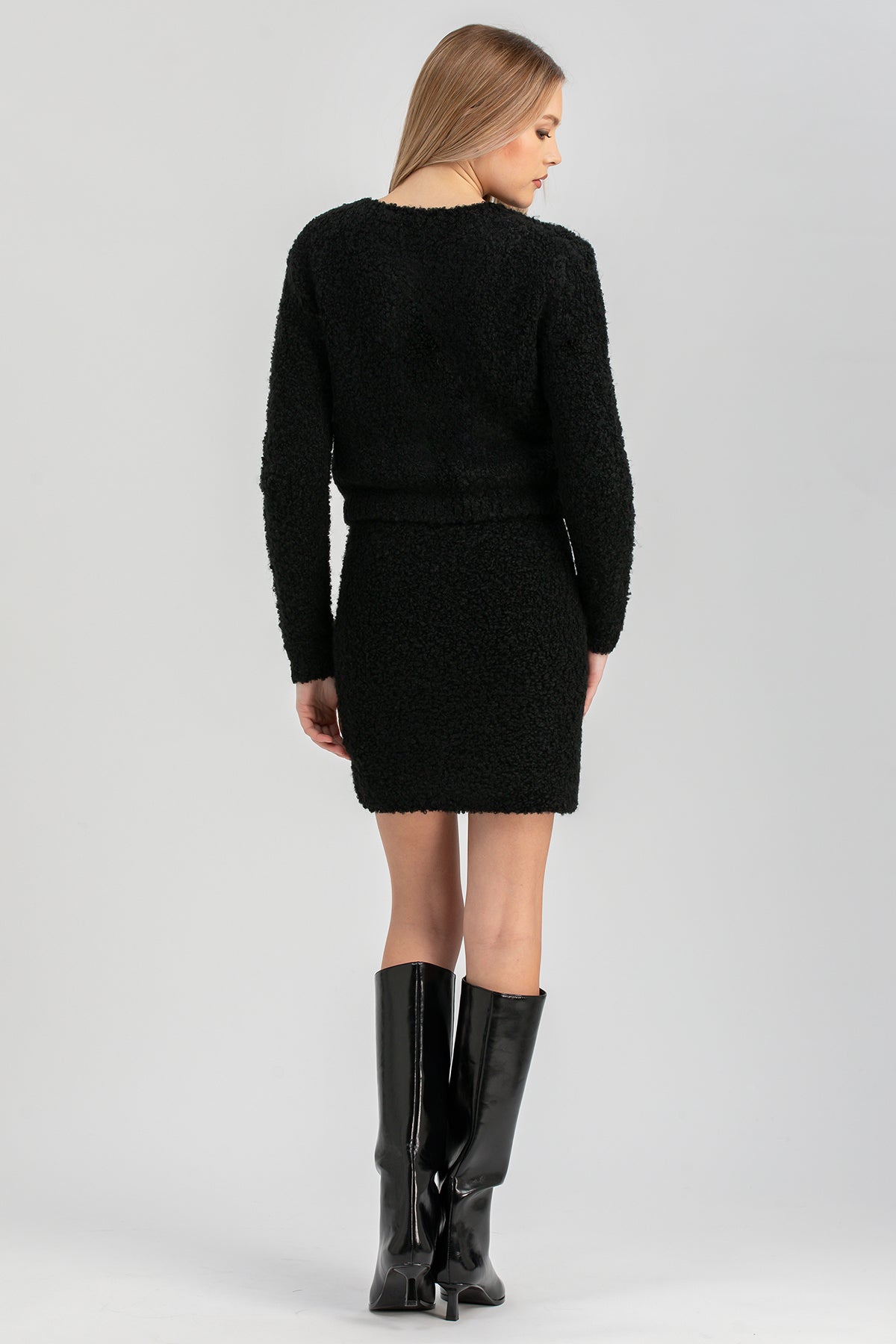 COURCHEVEL | Cardigan Premaman in Maglia Bouclé Nero