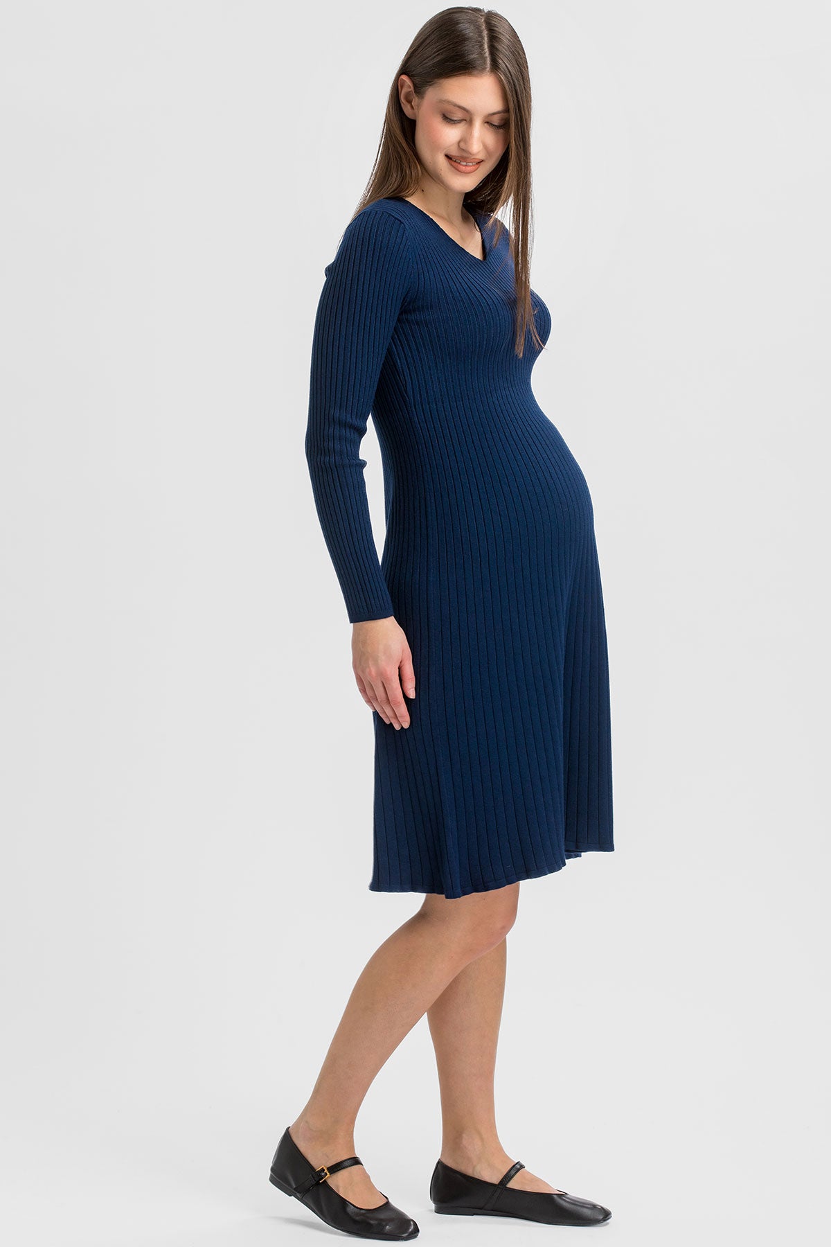 Abito Premaman Navy Svasato con Scollo a V