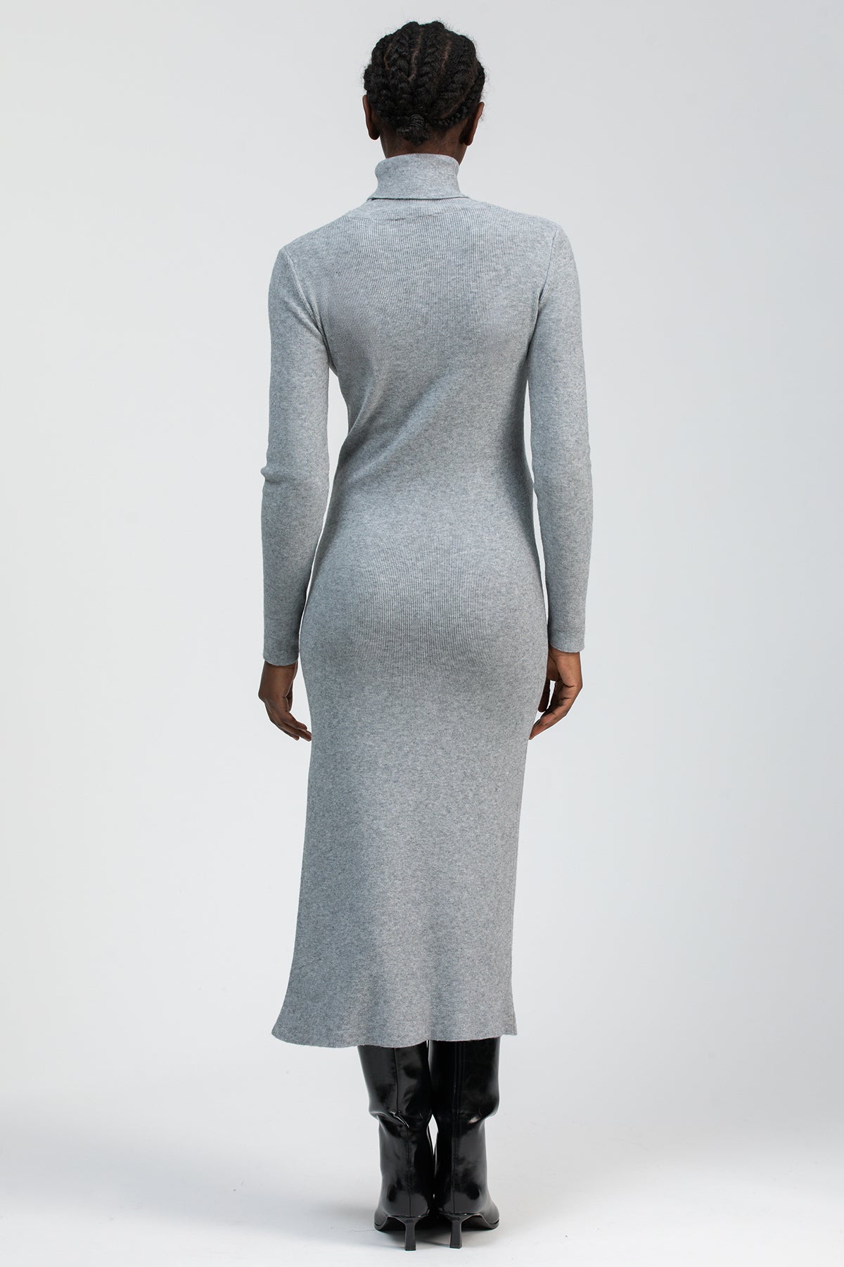 PENELOPE | Grey Fitted Maternity Dress with Side Slit