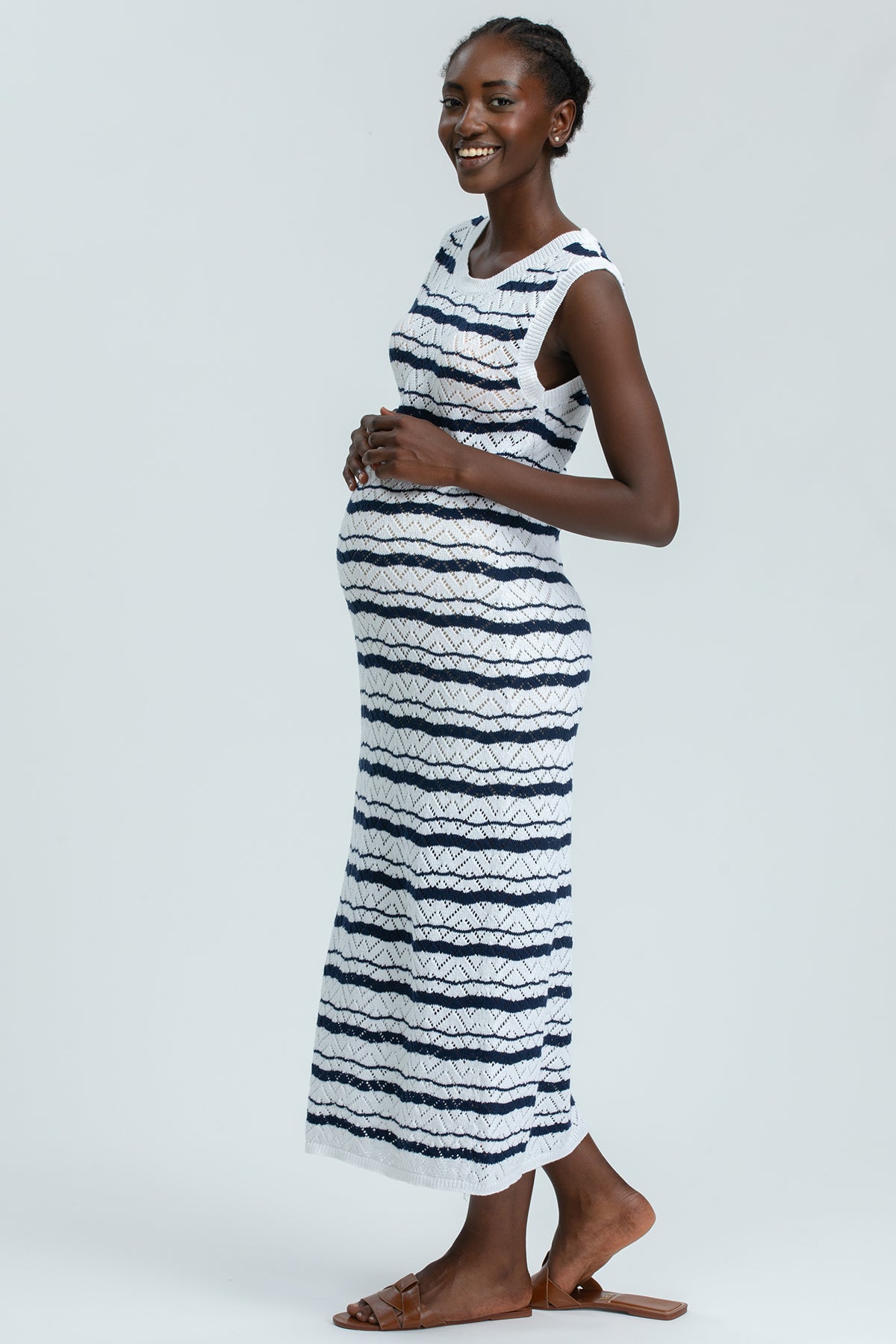 PARAGGI | Maxi Abito Premaman Smanicato a Righe Blu