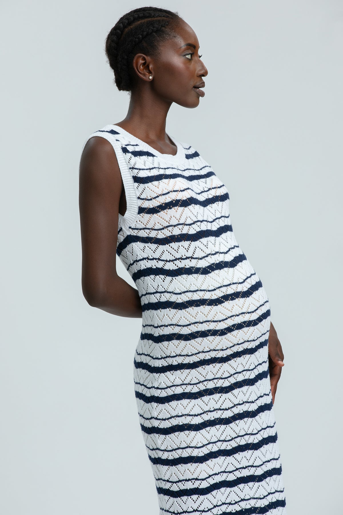 PARAGGI | Maxi Abito Premaman Smanicato a Righe Blu