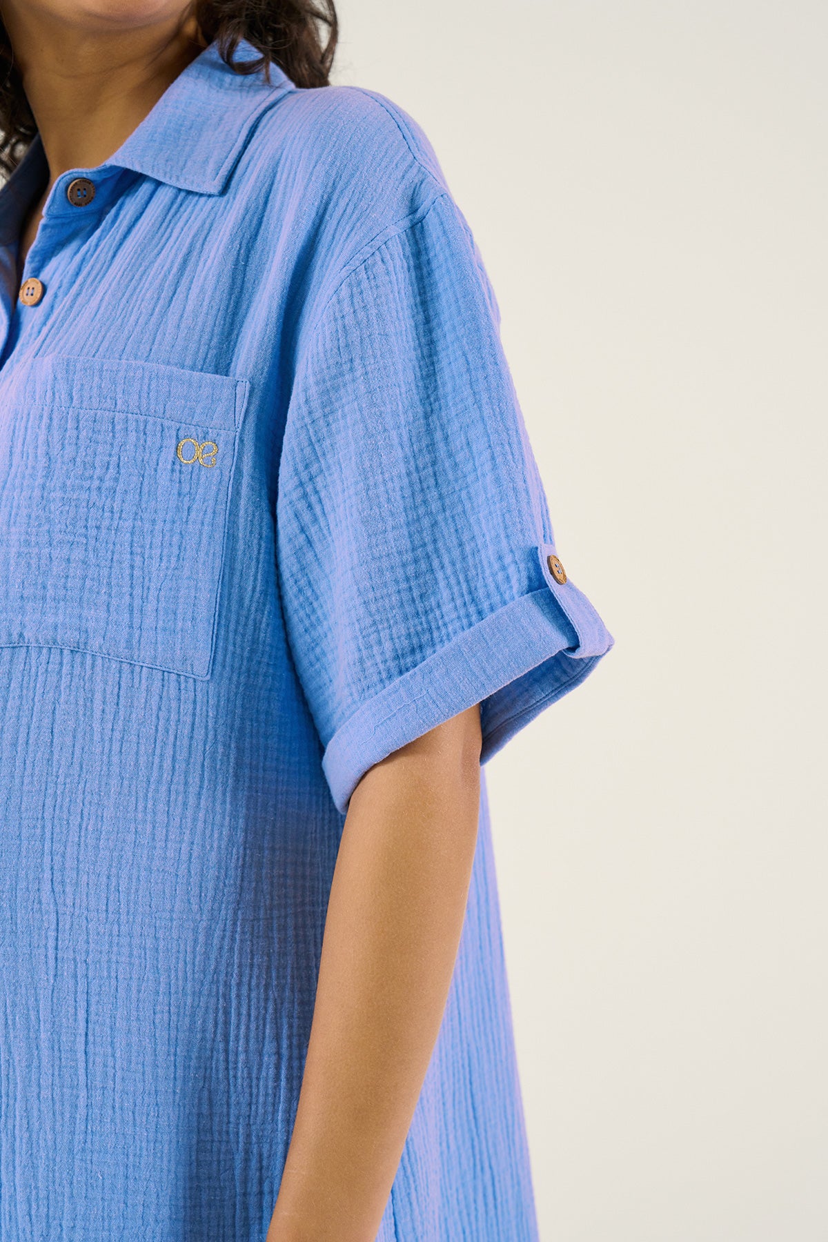 BERTILLE | Blue Maternity and Nursing Chemisier Dress