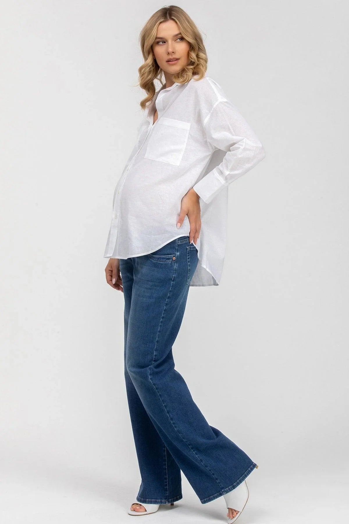SOPHIA POCKET | Camicia Premaman Oversize con Tasche Frontali in Lino Bianca - Pietro Brunelli
