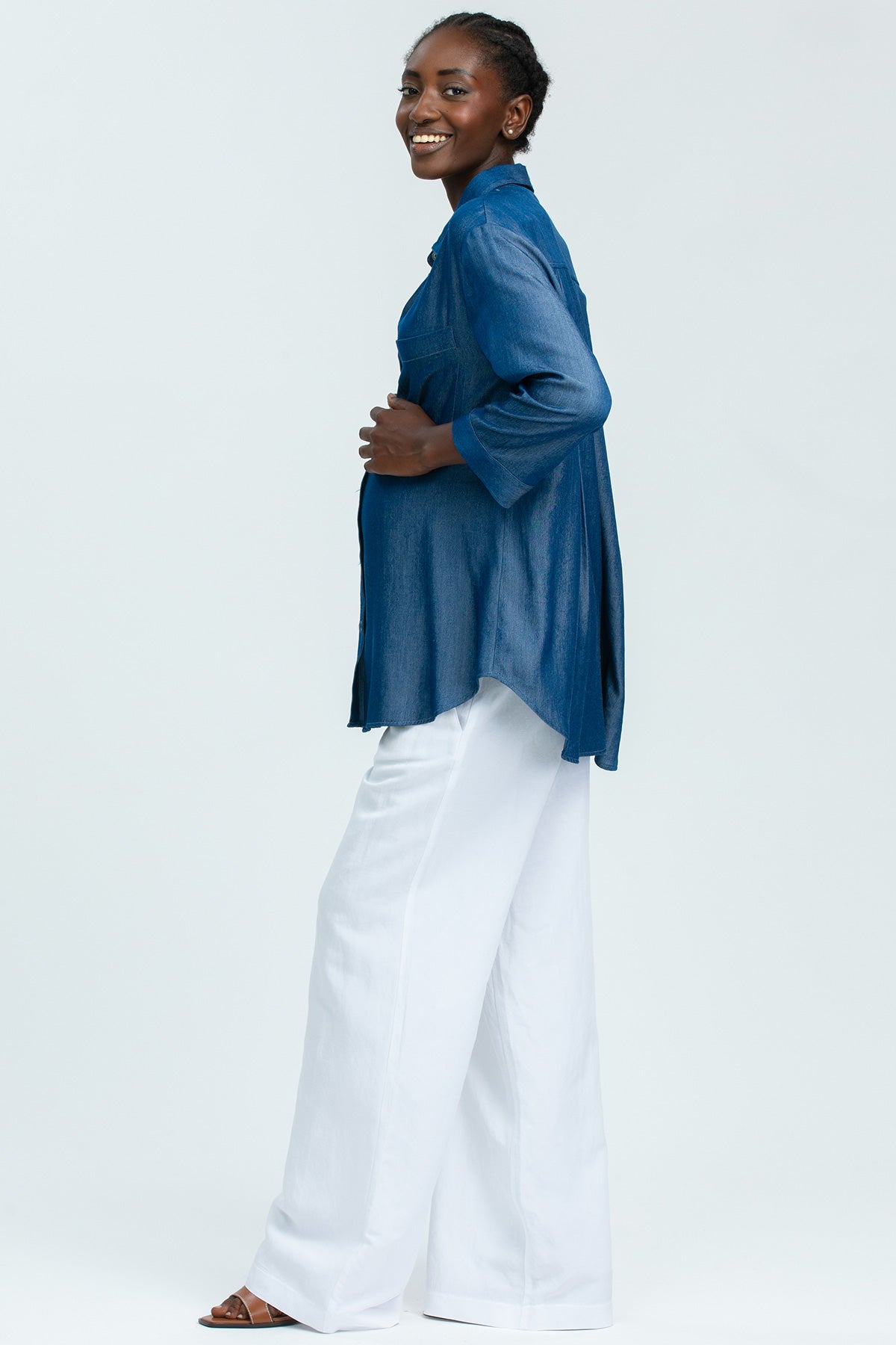 JOSEPH | White Maternity Pants in Linen