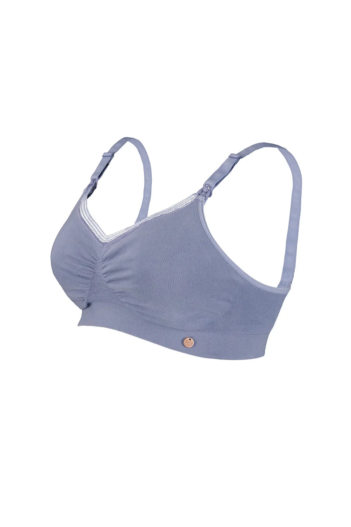 Reggiseno premaman blu lavanda con coppe morbide e spalline regolabili, abbigliamento premaman