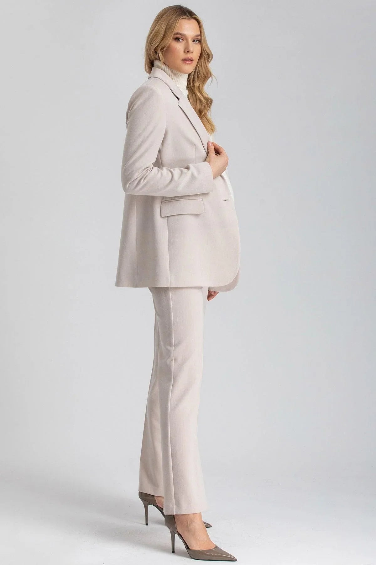 MAXIMILIAN | Pantaloni Premaman Beige a Gamba Leggermente Svasata - Pietro Brunelli