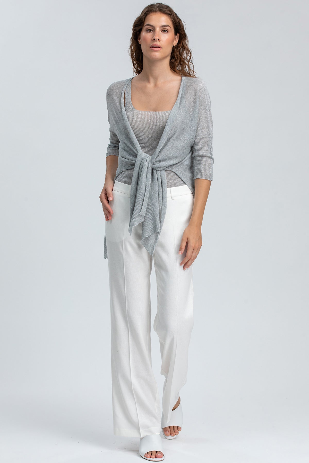 CORFU' | Cardigan Argento con Spacchi Laterali