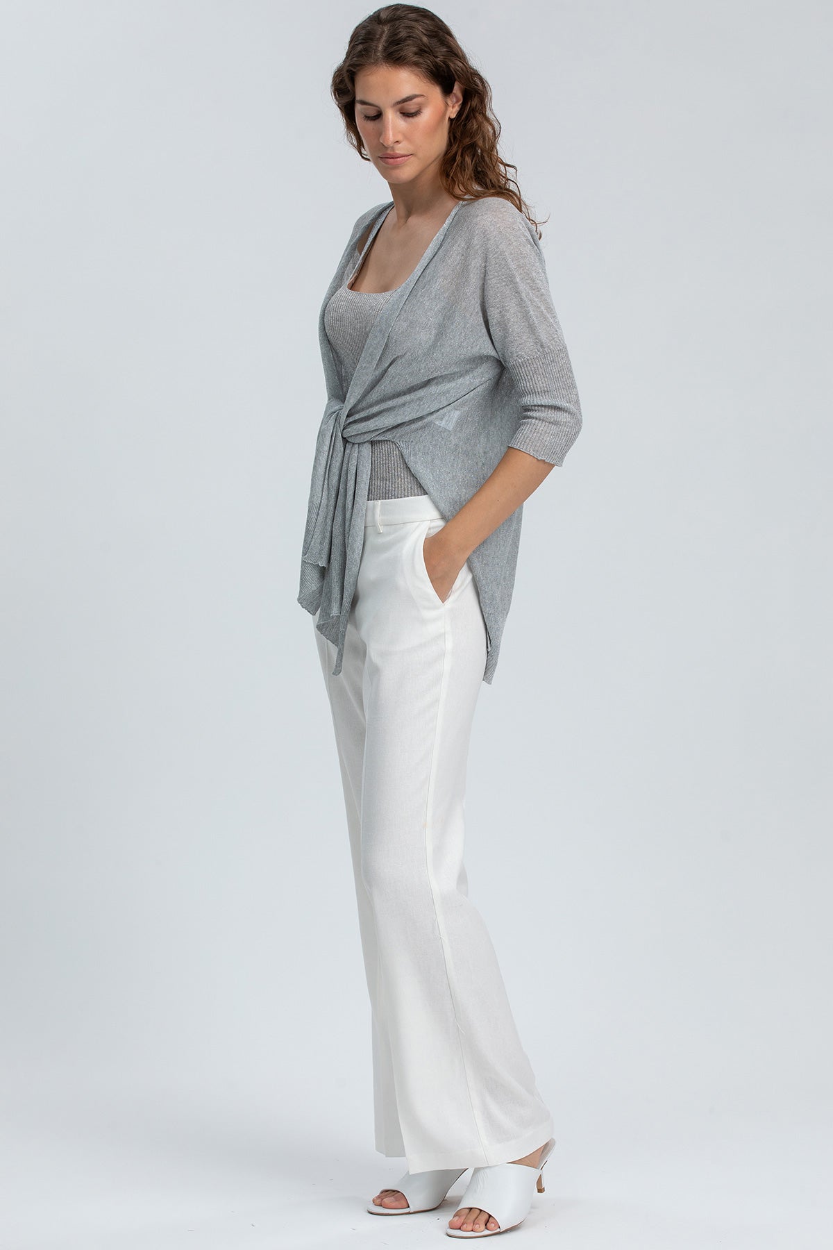 CORFU' | Cardigan Argento con Spacchi Laterali