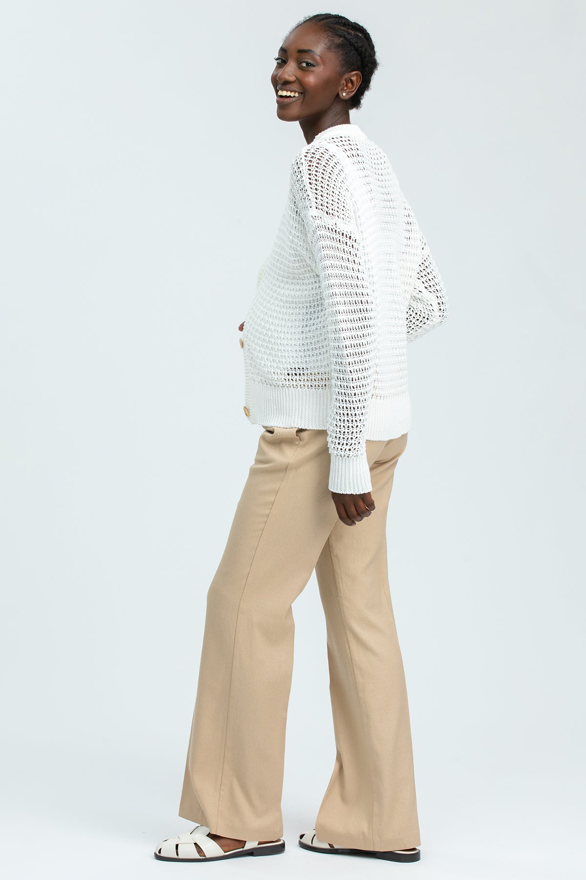 LAMPEDUSA | White Maternity Mesh Cardigan