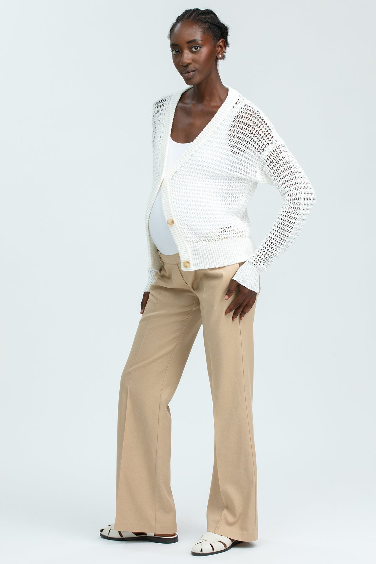 LAMPEDUSA | White Maternity Mesh Cardigan