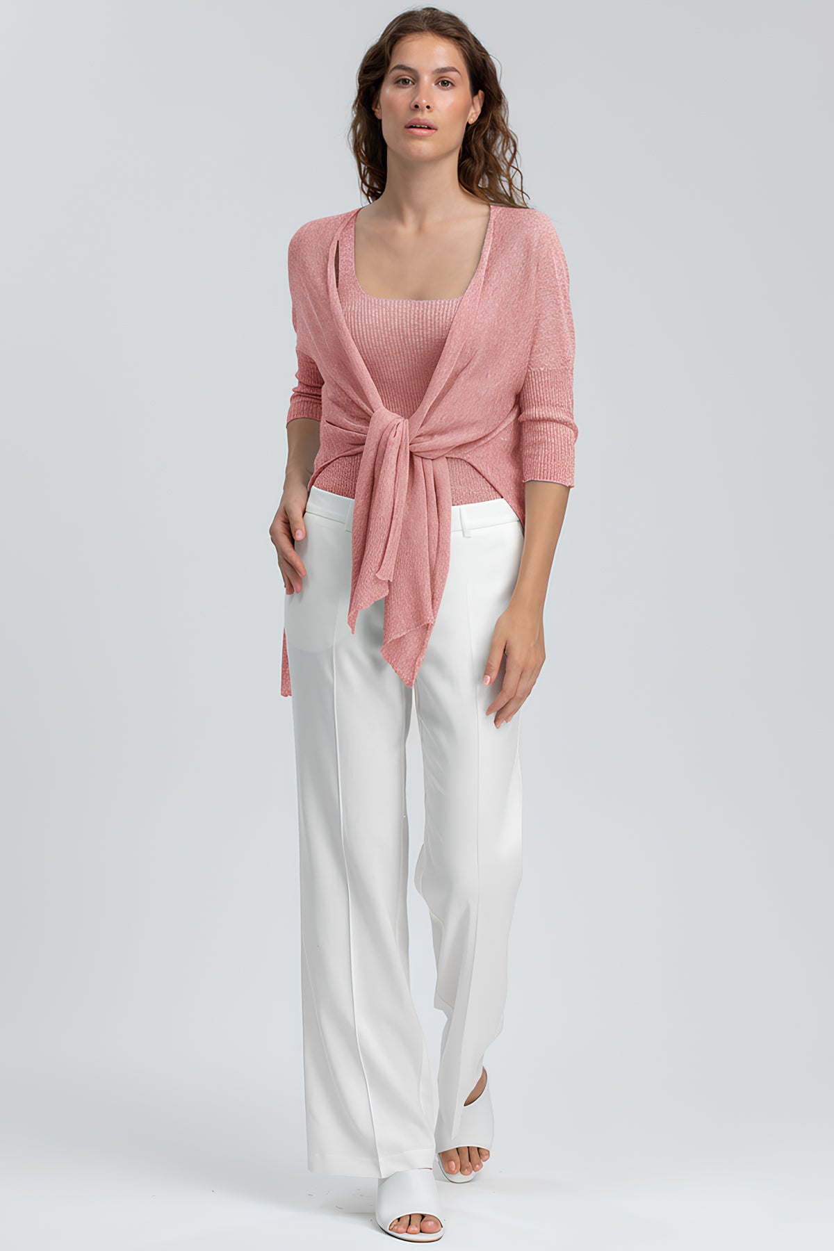 CORFU' | Pink Glitter Cardigan with Side Slits