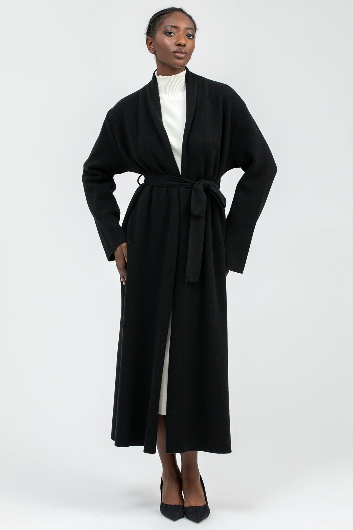 GSTAAD | Maxi Cardigan Nero in Lana e Cachemire