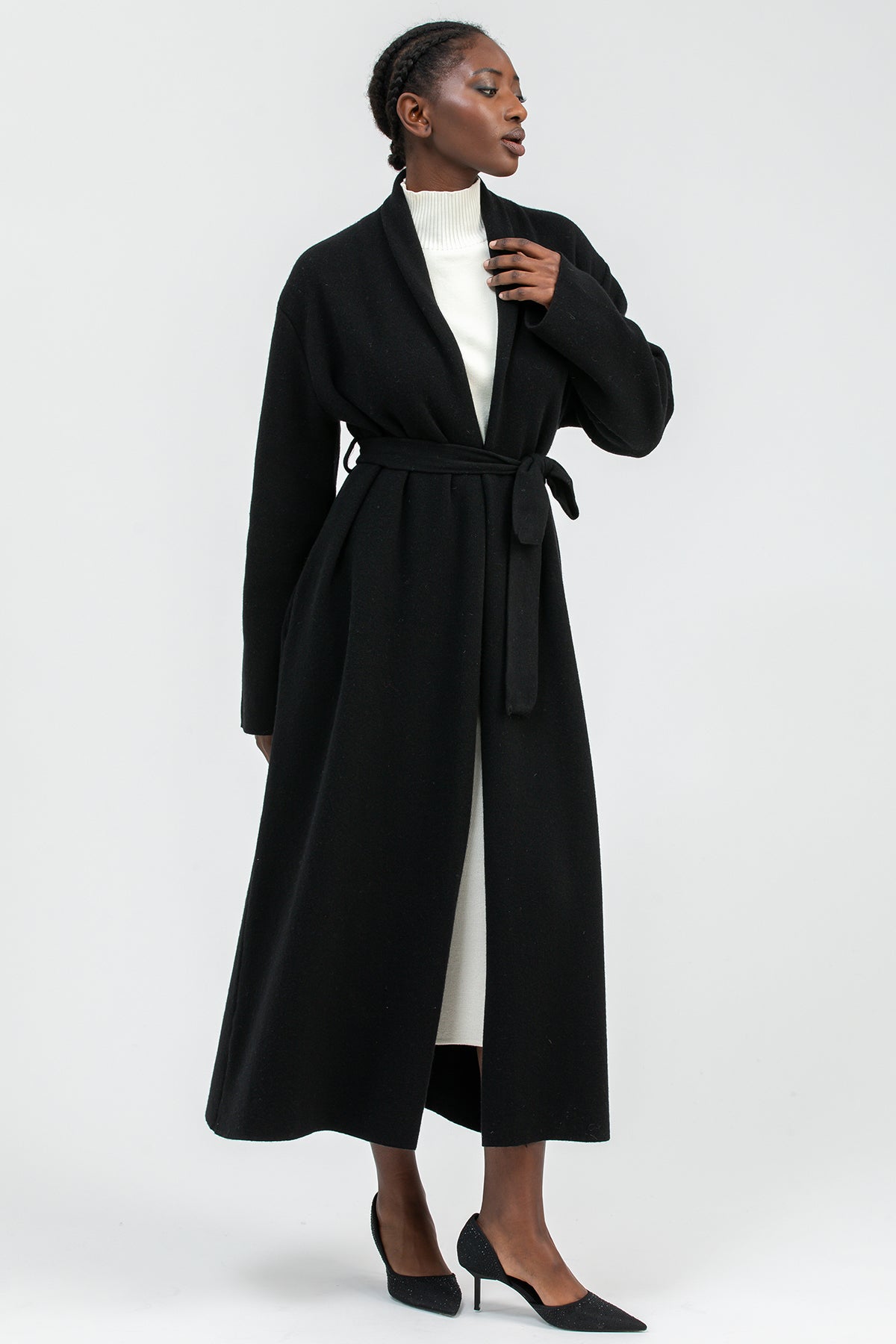 GSTAAD | Black Maxi Cardigan in Wool and Cashmere