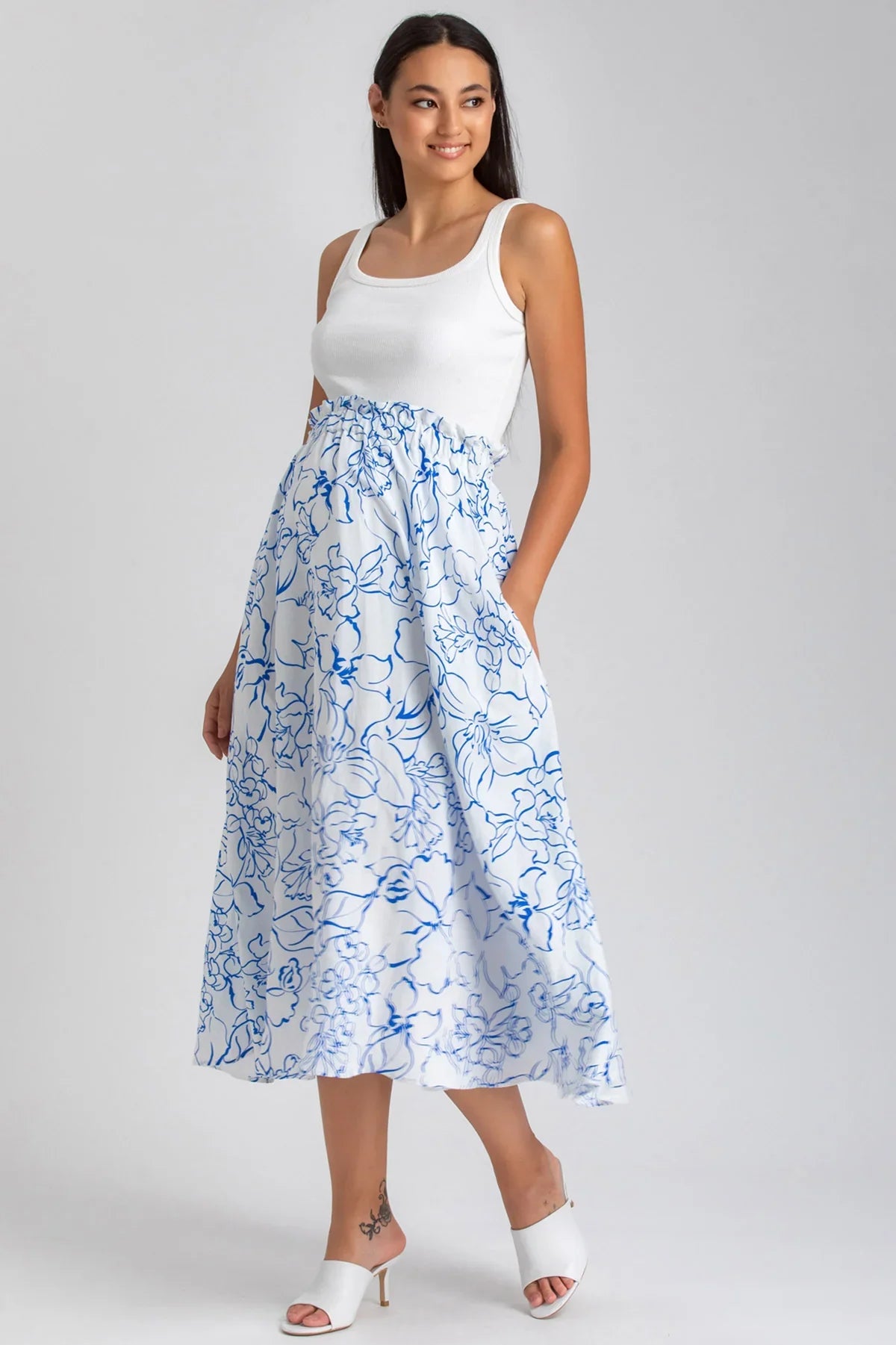 Printed midi skirt in viscose