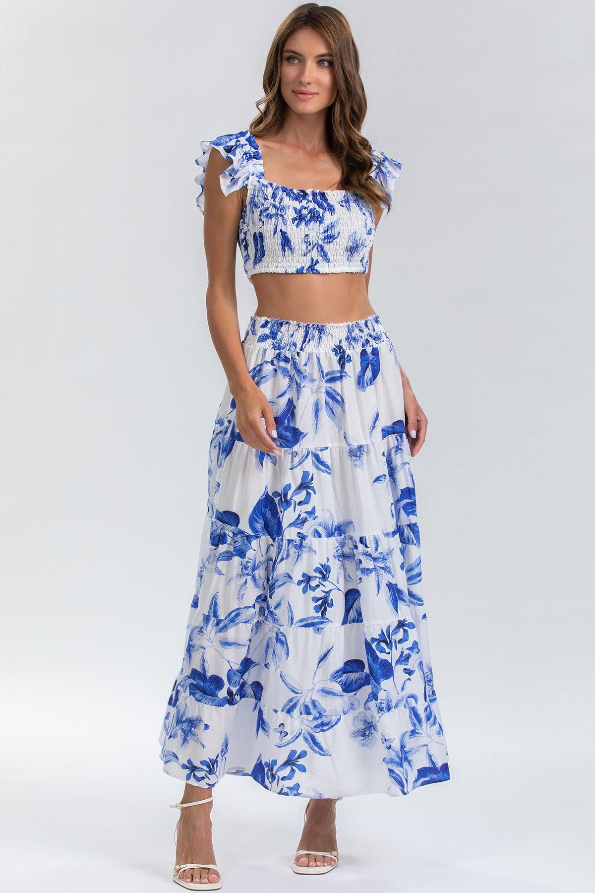 MARISOL Q168 | Maxi Gonna a Balze Stampata - Pietro Brunelli