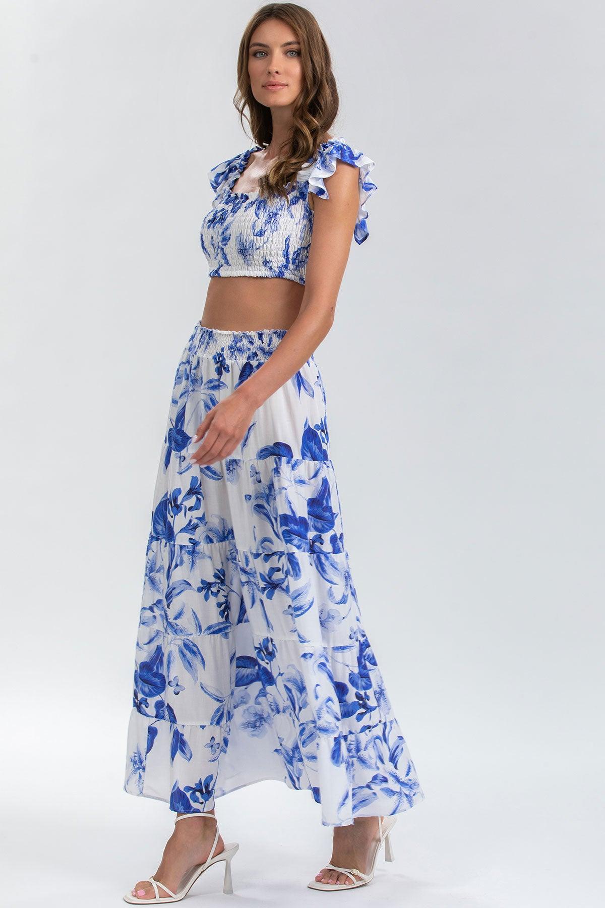 MARISOL Q168 | Maxi Gonna a Balze Stampata - Pietro Brunelli
