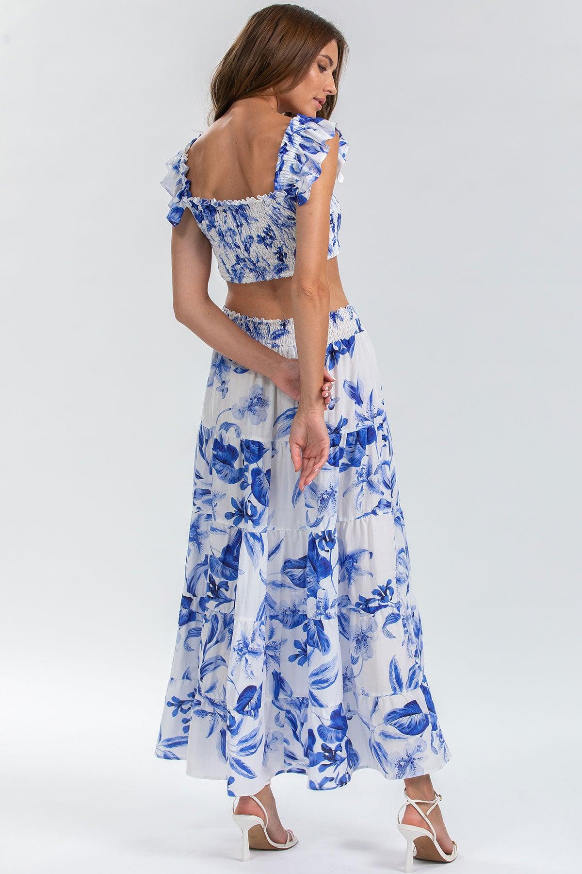 MARISOL Q168 | Maxi Gonna a Balze Stampata - Pietro Brunelli