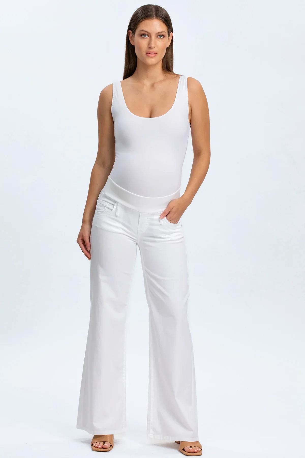 WIDE LEG | Jeans Premaman Bianchi a Gamba Larga