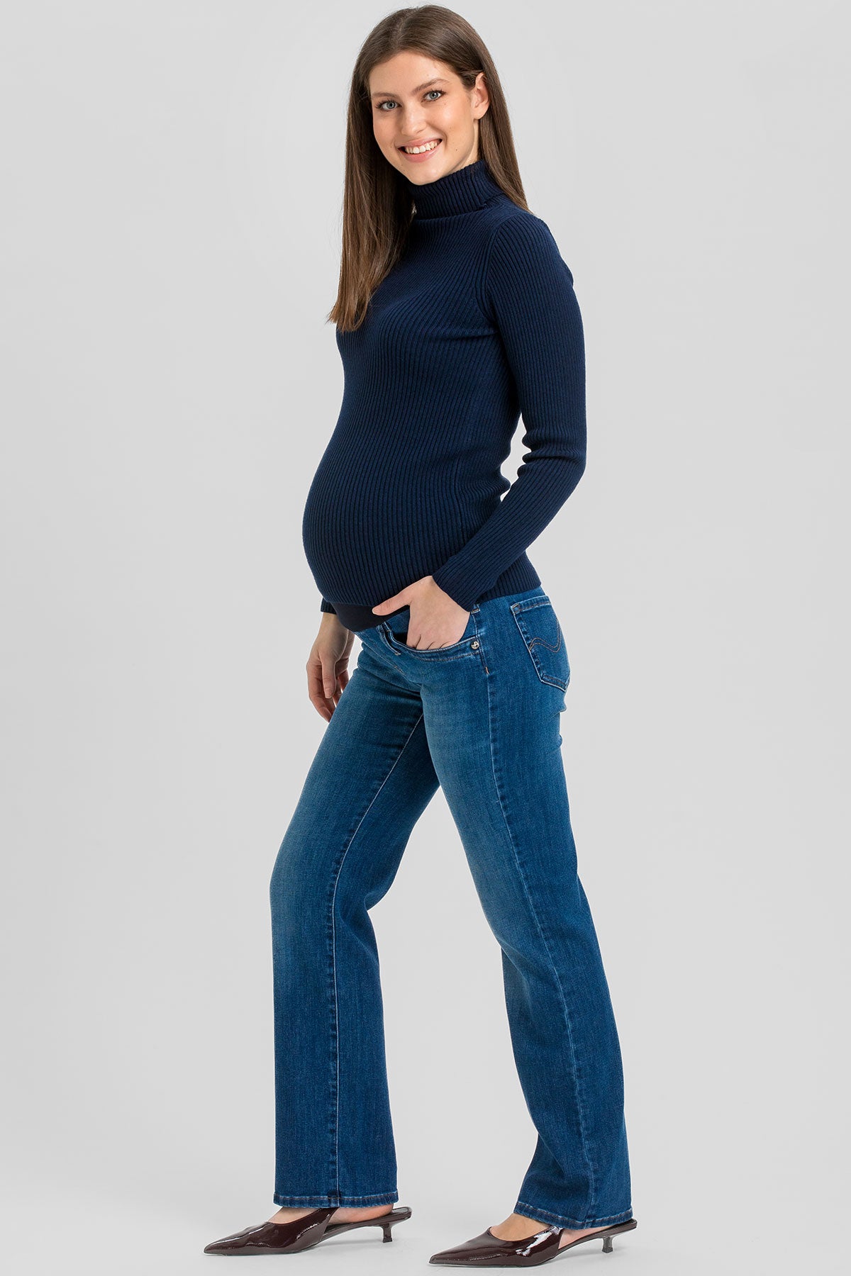 Jeans premaman a gamba dritta