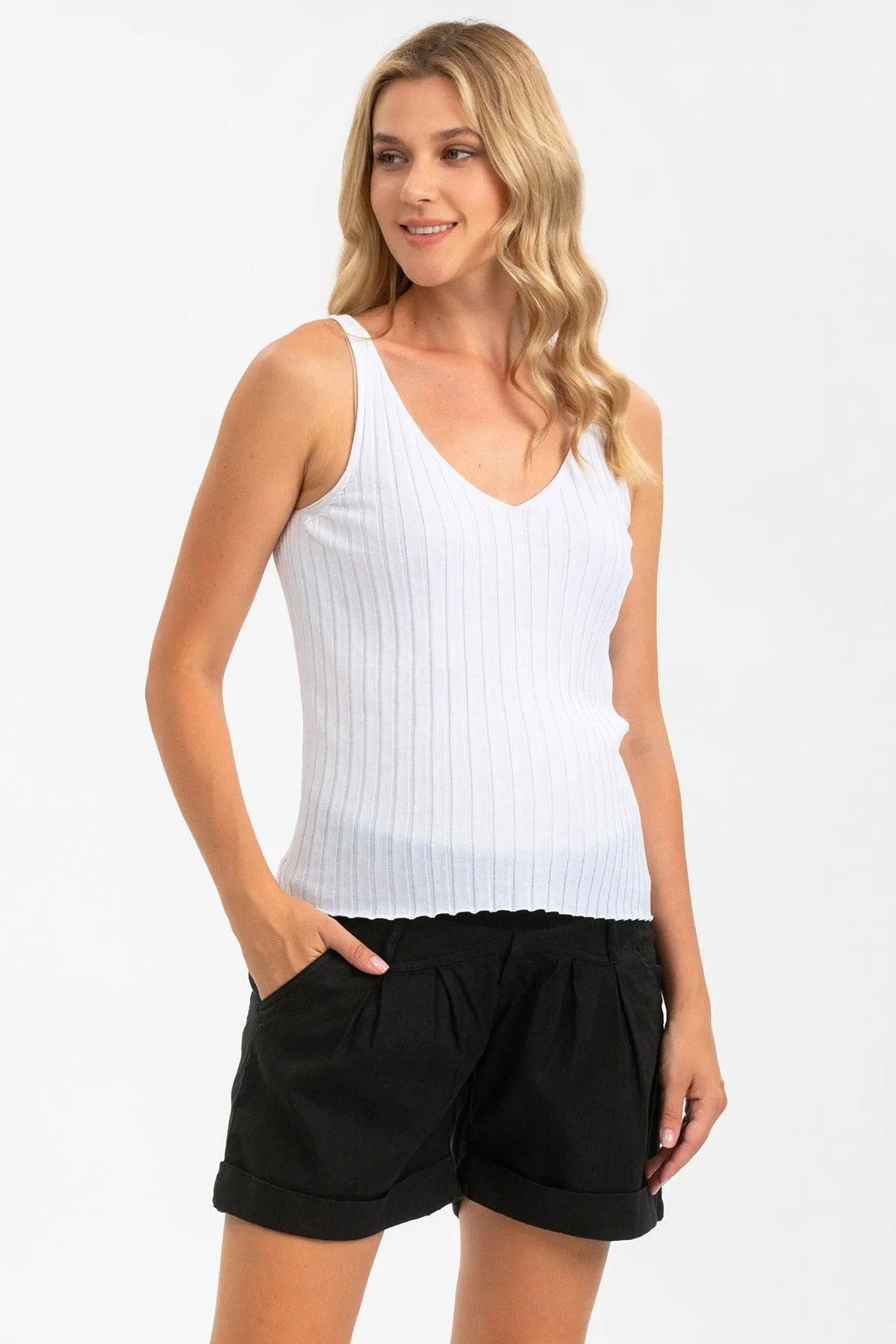 MINI SHORT IN LINO | Pantaloncini Premaman Neri - Pietro Brunelli