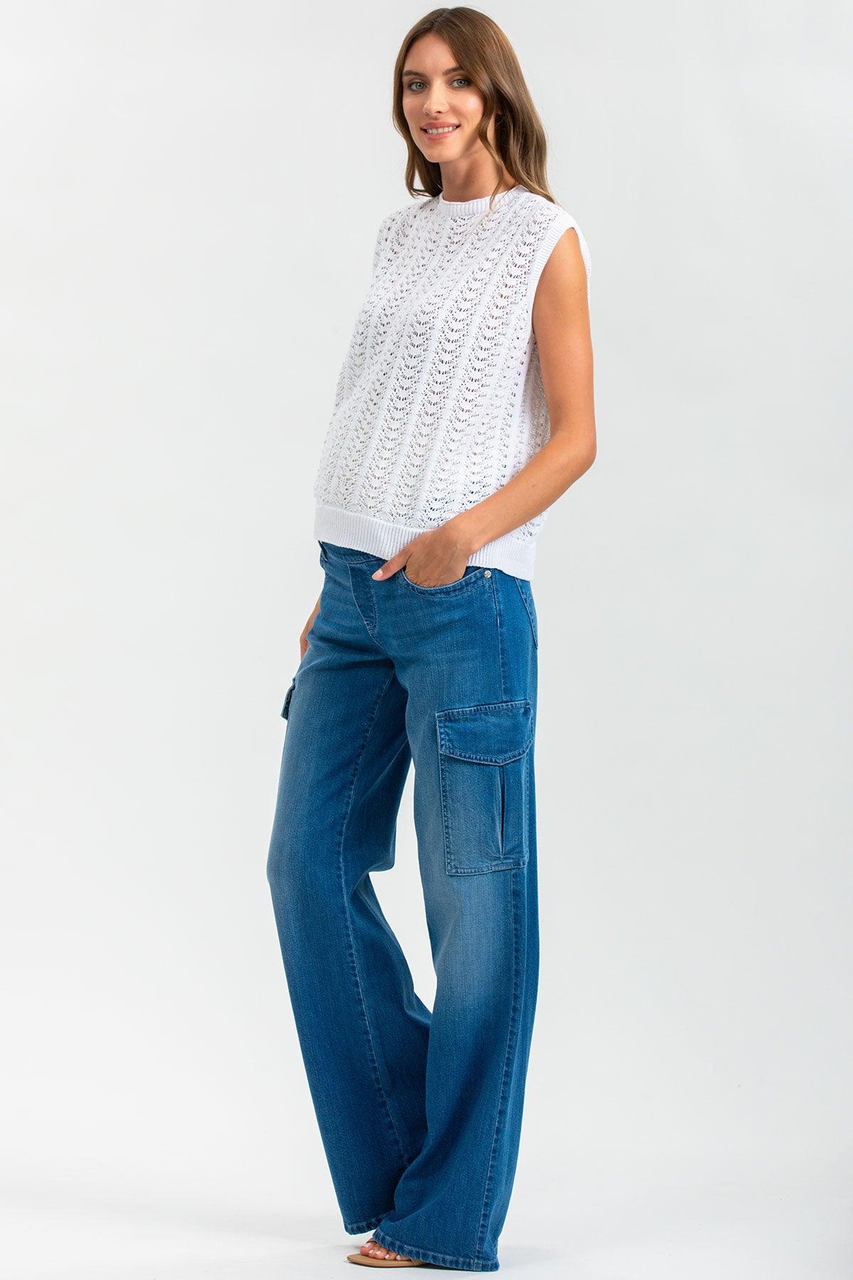 WIDE LEG WA02 | Jeans Premaman a Gamba Larga con Tasche Laterali - Pietro Brunelli
