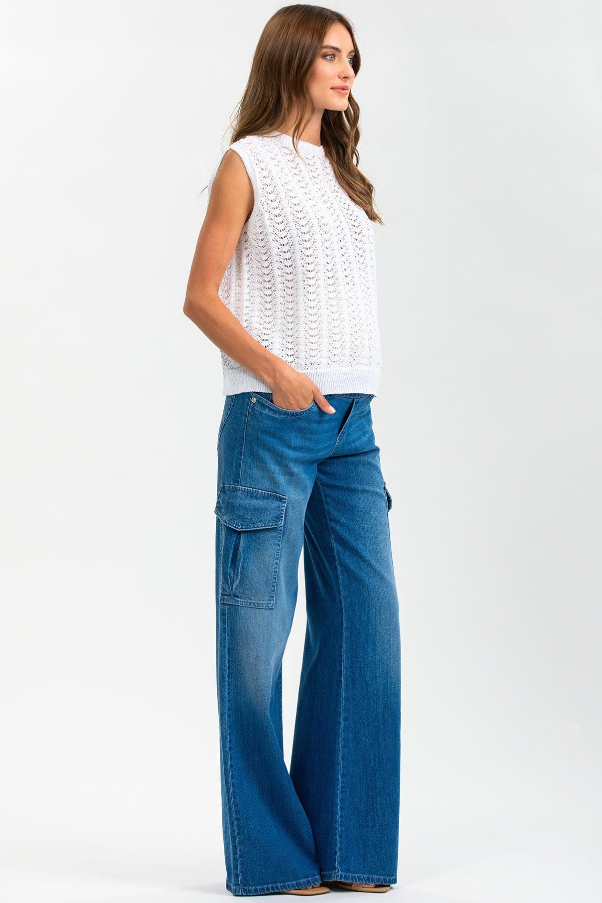 WIDE LEG WA02 | Jeans Premaman a Gamba Larga con Tasche Laterali - Pietro Brunelli