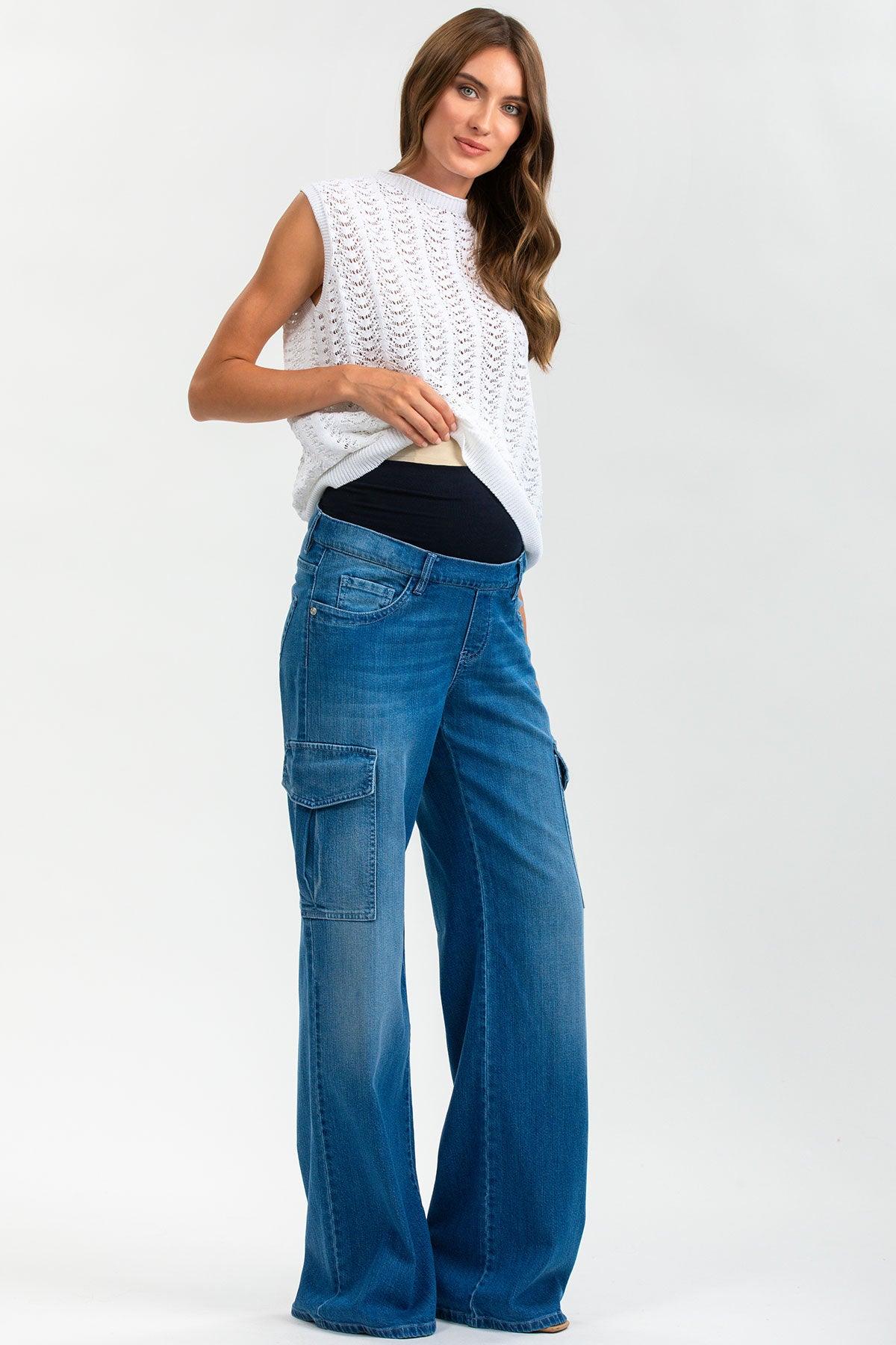 WIDE LEG WA02 | Jeans Premaman a Gamba Larga con Tasche Laterali - Pietro Brunelli