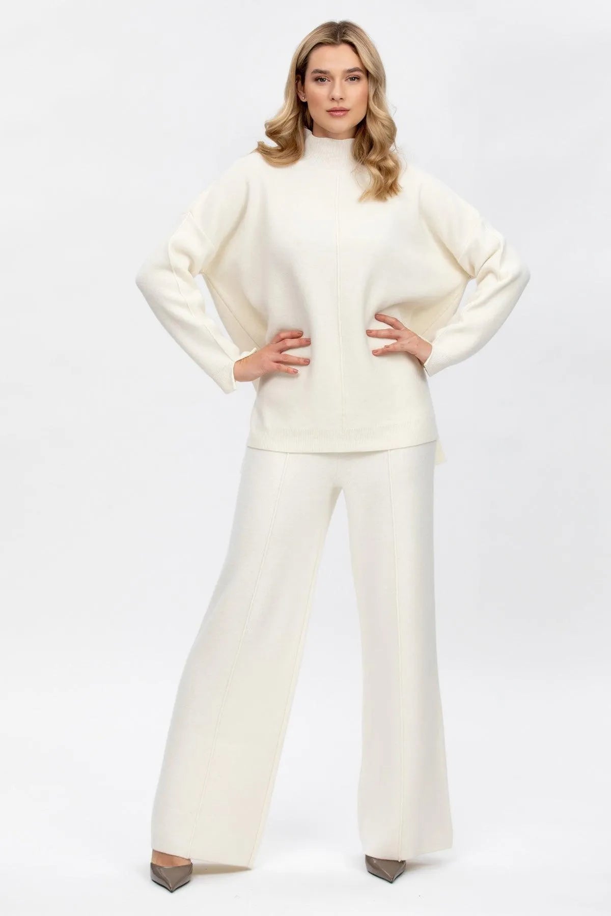 MERIBEL White Pants in Wool and Cashmere Pietro Brunelli